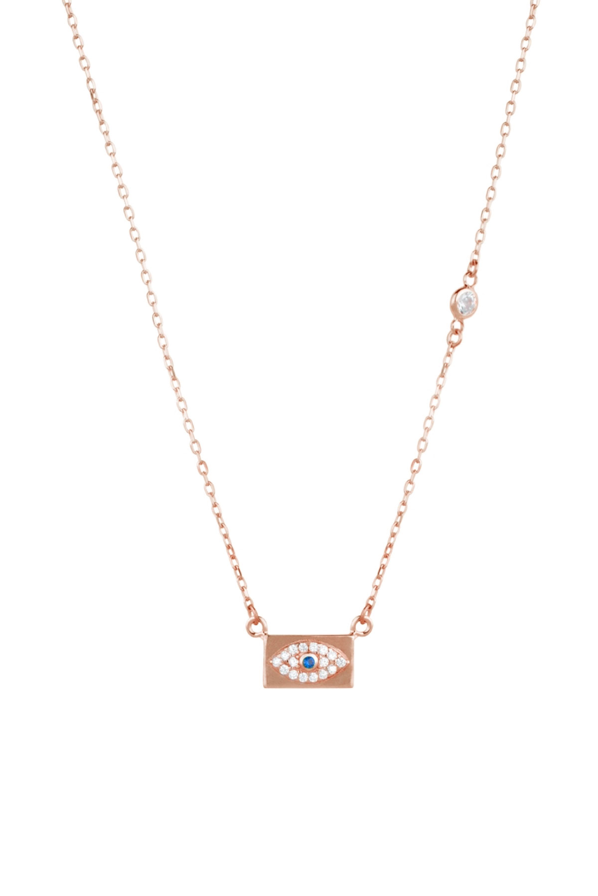 18 Carat Rose Gold Plated Evil Eye Silver Necklace
