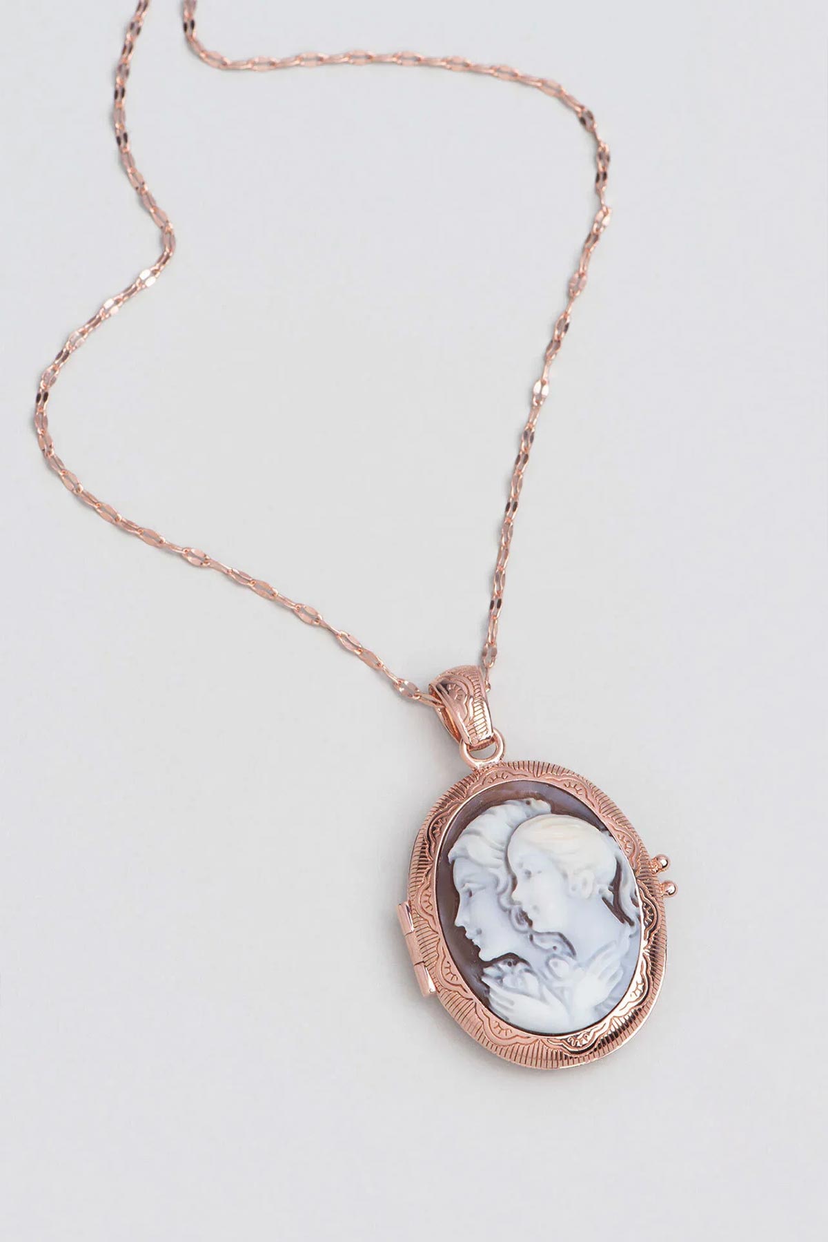 Resim Cameo Italiano 18 Ayar Rose Altın Kaplama 50 Cm Gümüş Tasarım Kolye