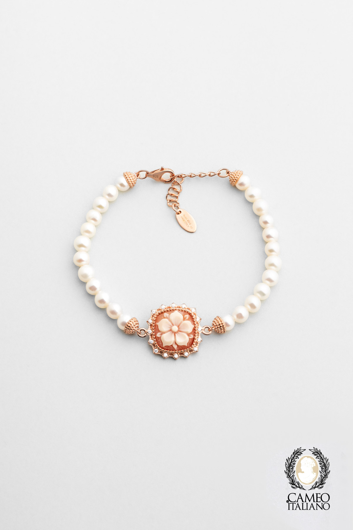 Resim Cameo Italiano 18 Ayar Rose Altın Kaplama 20 Cm Gümüş Bileklik