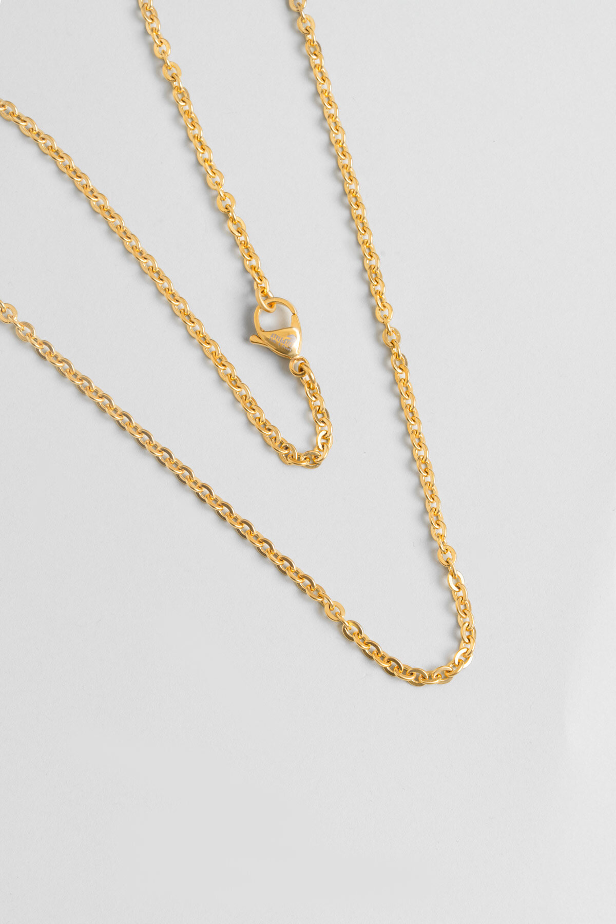 Zamansız Halka Zincir Sarı Kaplama Çelik Unisex Kolye