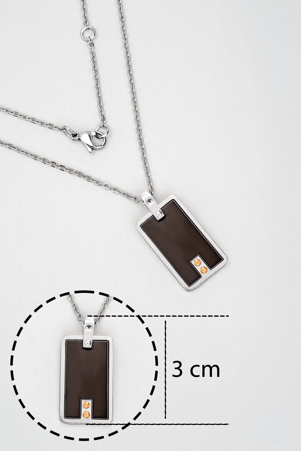 Geometrik Dizayn Erkek 50 Cm Çelik Kolye