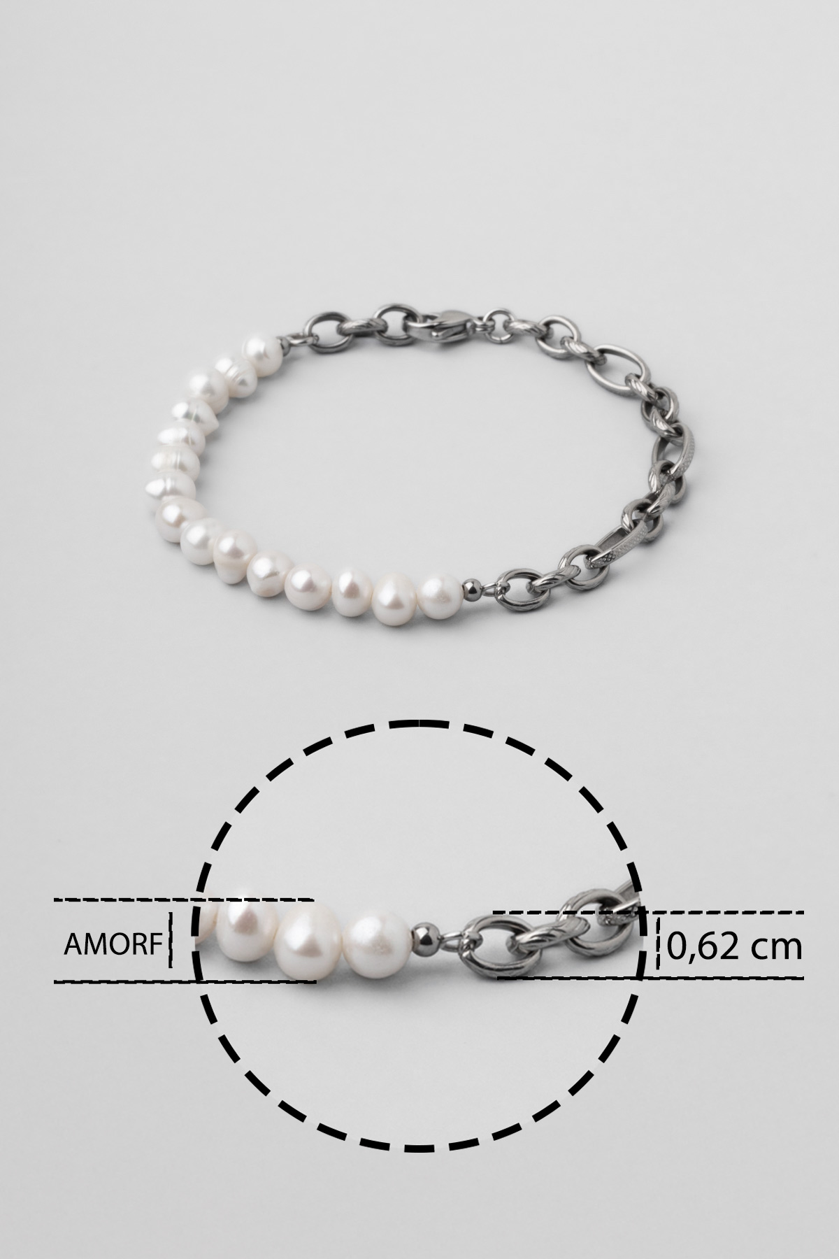 İnci Taşlı 19 Cm Çelik Erkek Bileklik 02438036219_2