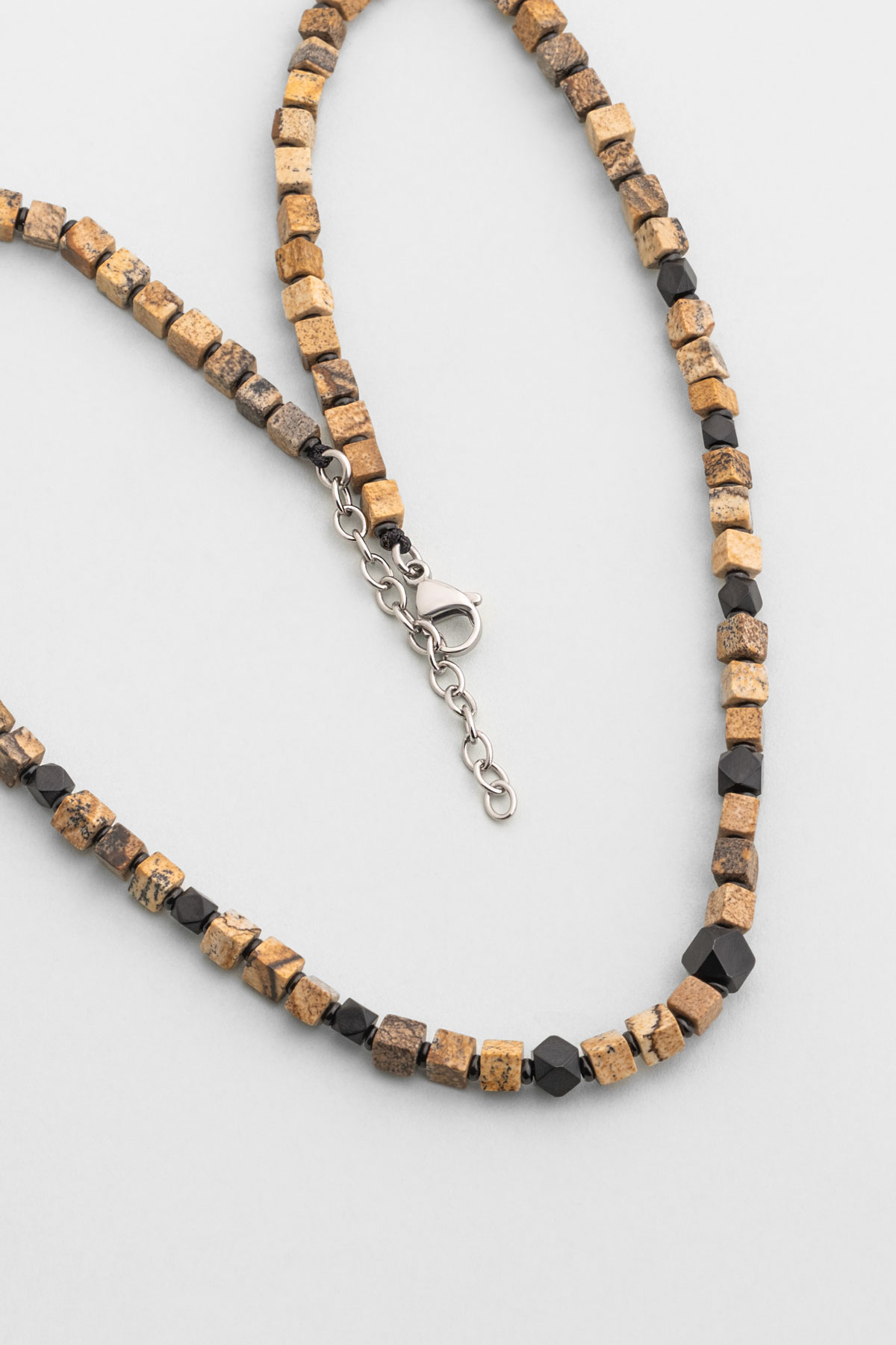 Resim Jasper Taşlı 55 Cm Çelik Erkek Kolye