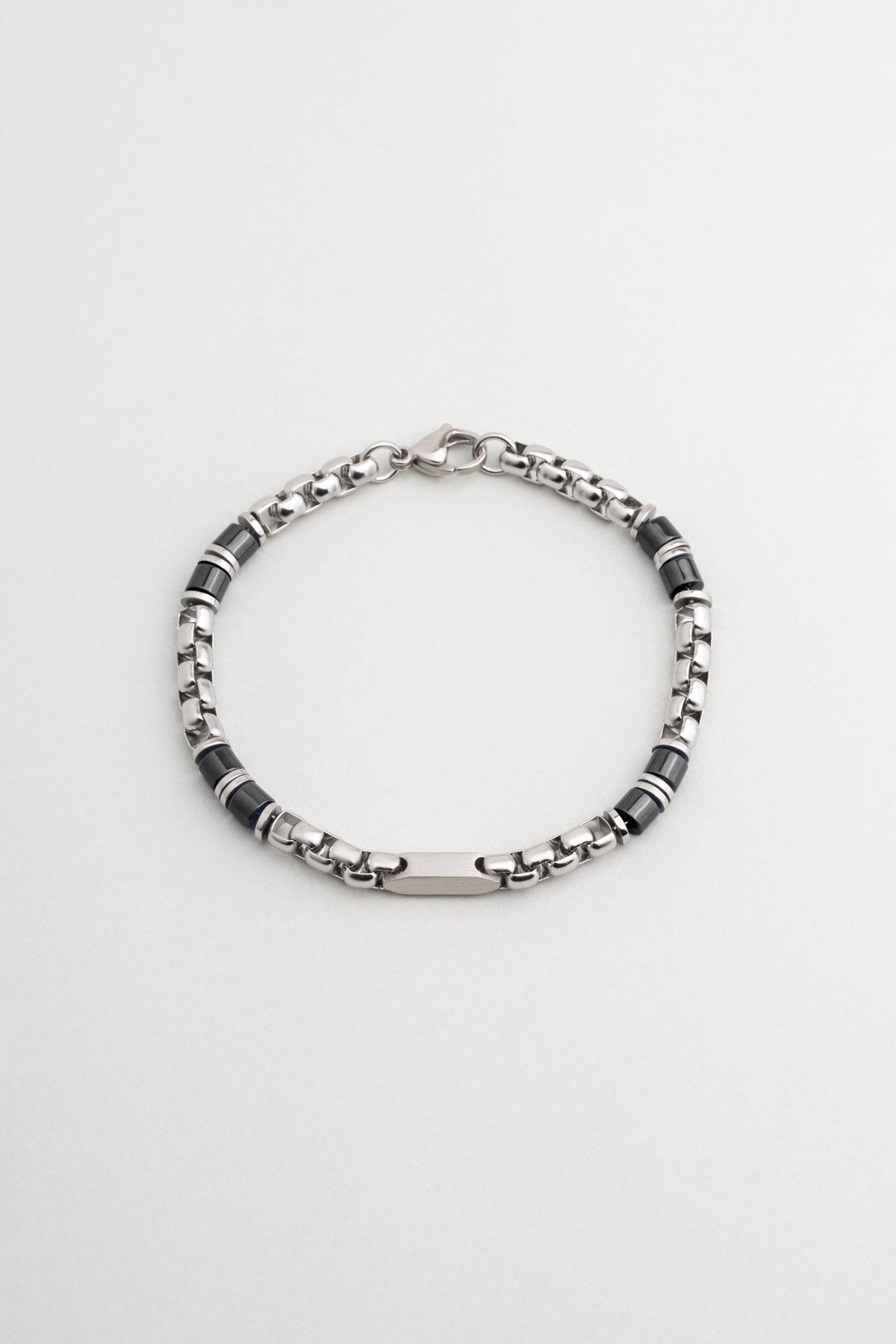 Hematit Taşlı Çelik Erkek Bileklik