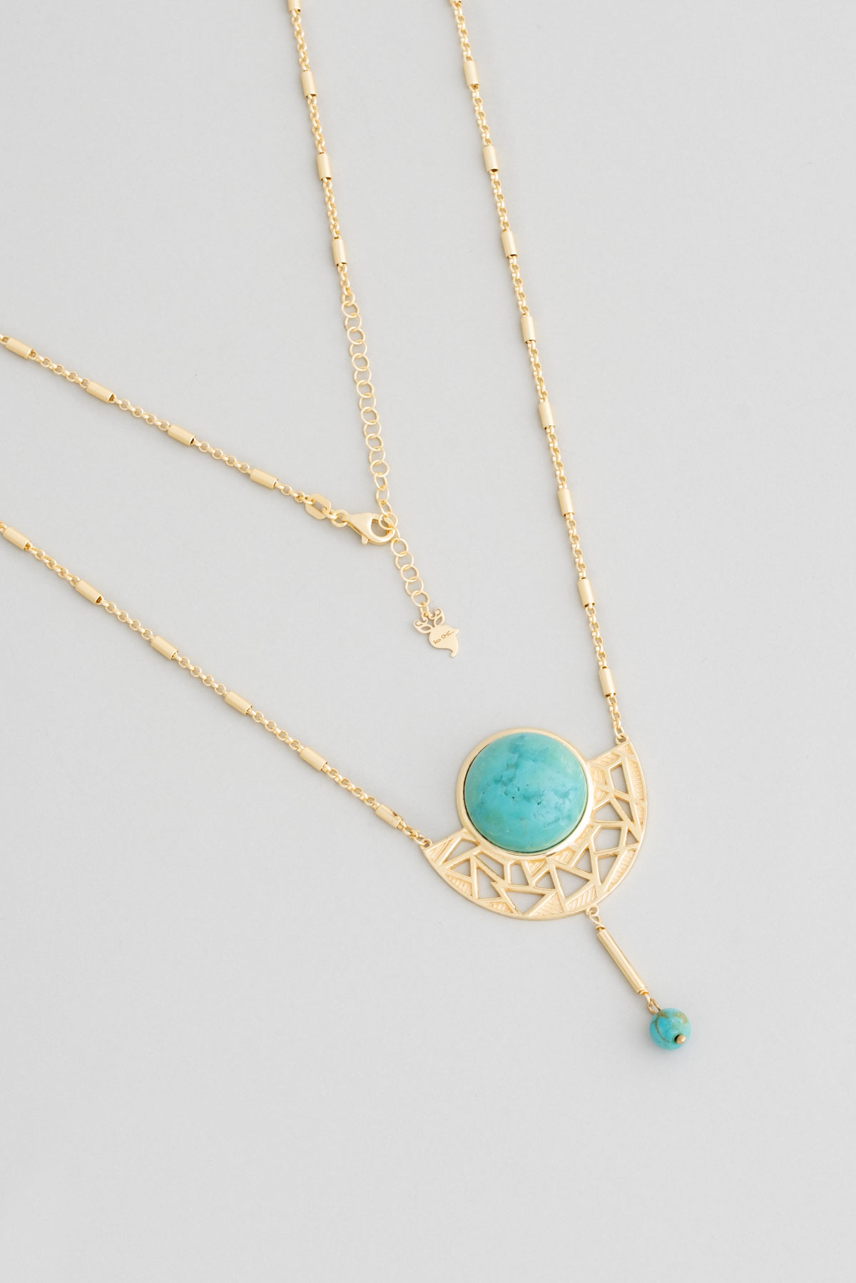 Authentic Turquoise 18 Carat Yellow Gold Plated Silver Necklace