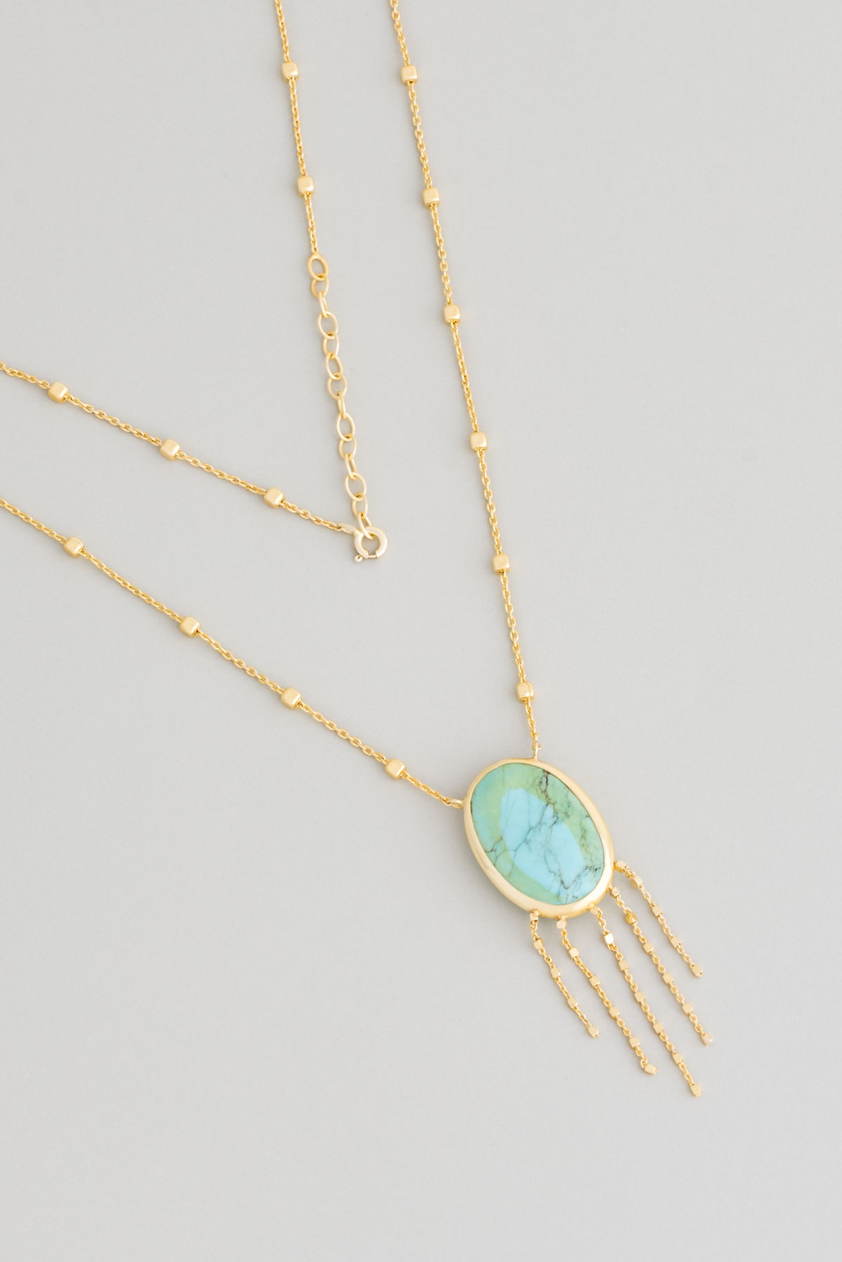 Mystic 18 Karat Yellow Gold Plated Silver Turquoise Stone Necklace