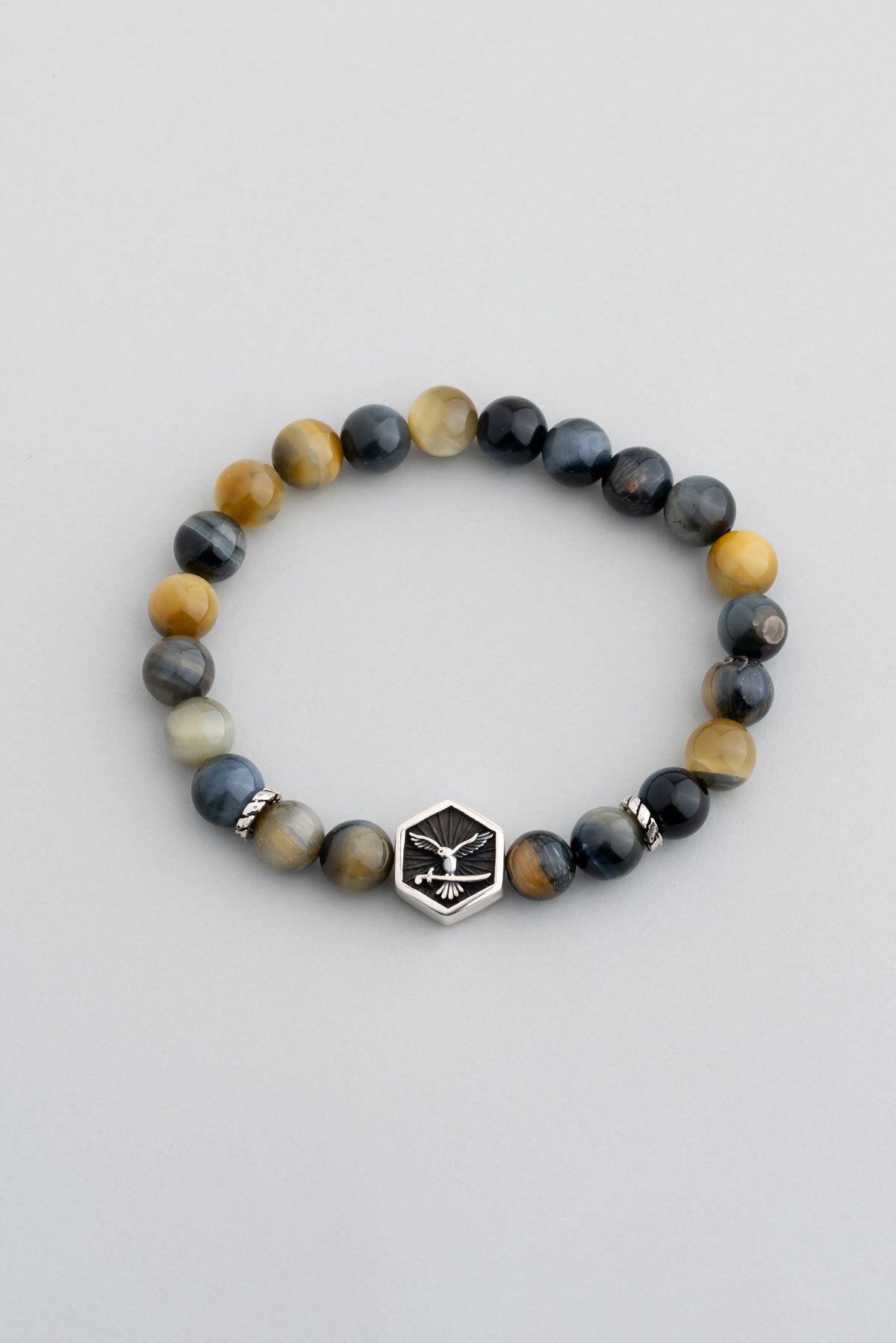 Attila Kılıcı Gümüş Jade Taşlı Ayarlanabilir Erkek Bileklik