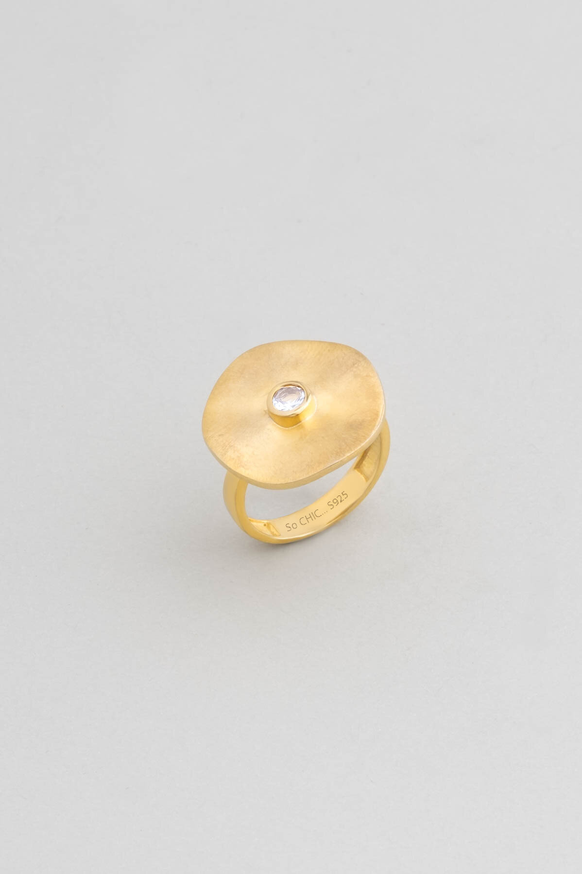 Antik Büyü 18 Ayar Sarı Altın Kaplama Gümüş Yüzük