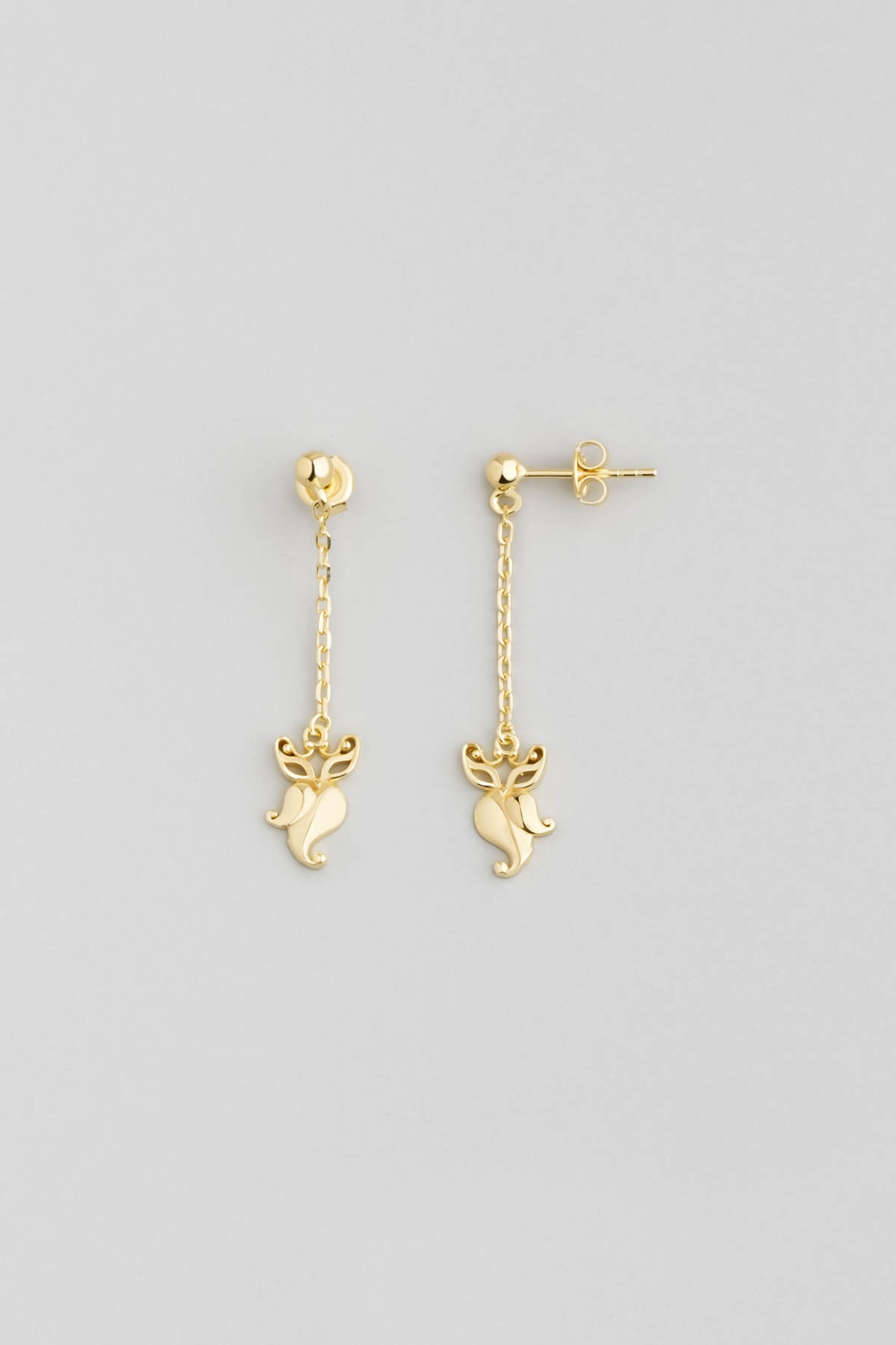 Minimal Style 18K Yellow Gold Plated Silver Lucky Owl Earrings