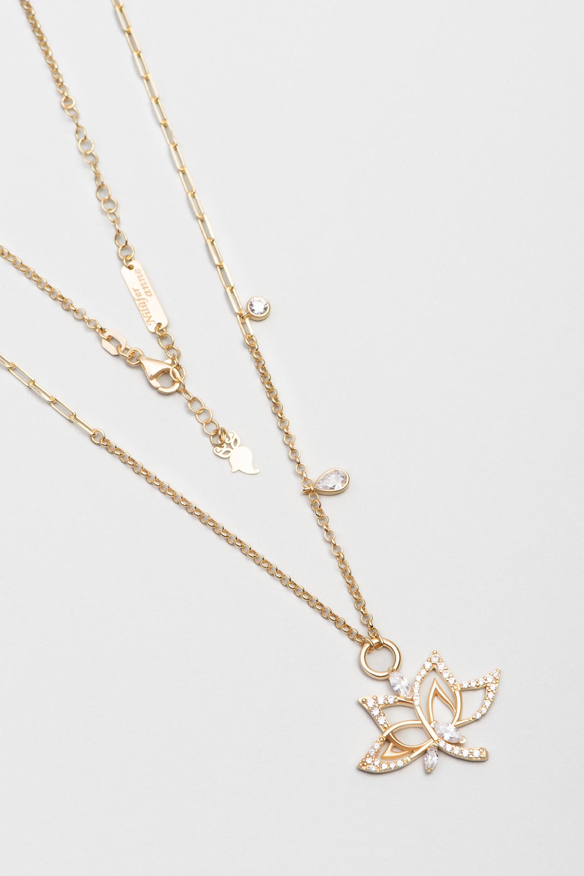 Lotus Flower 18K Yellow Gold Plated Silver Necklace