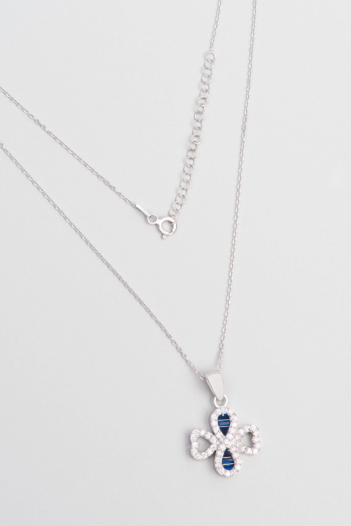 Yakamoz Aşkı 18 Ayar Beyaz Altın Kaplama 44 Cm Gümüş Kolye