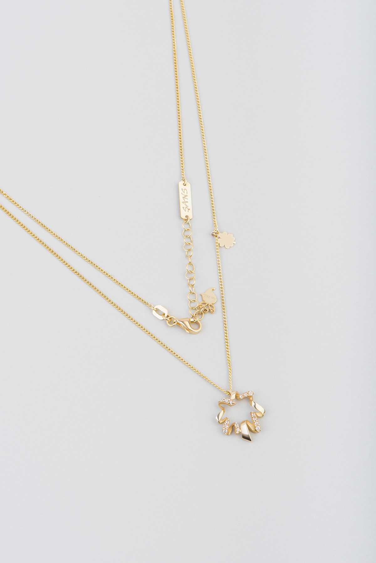  Luck Step 18 Karat Yellow Gold Plated Silver Necklace