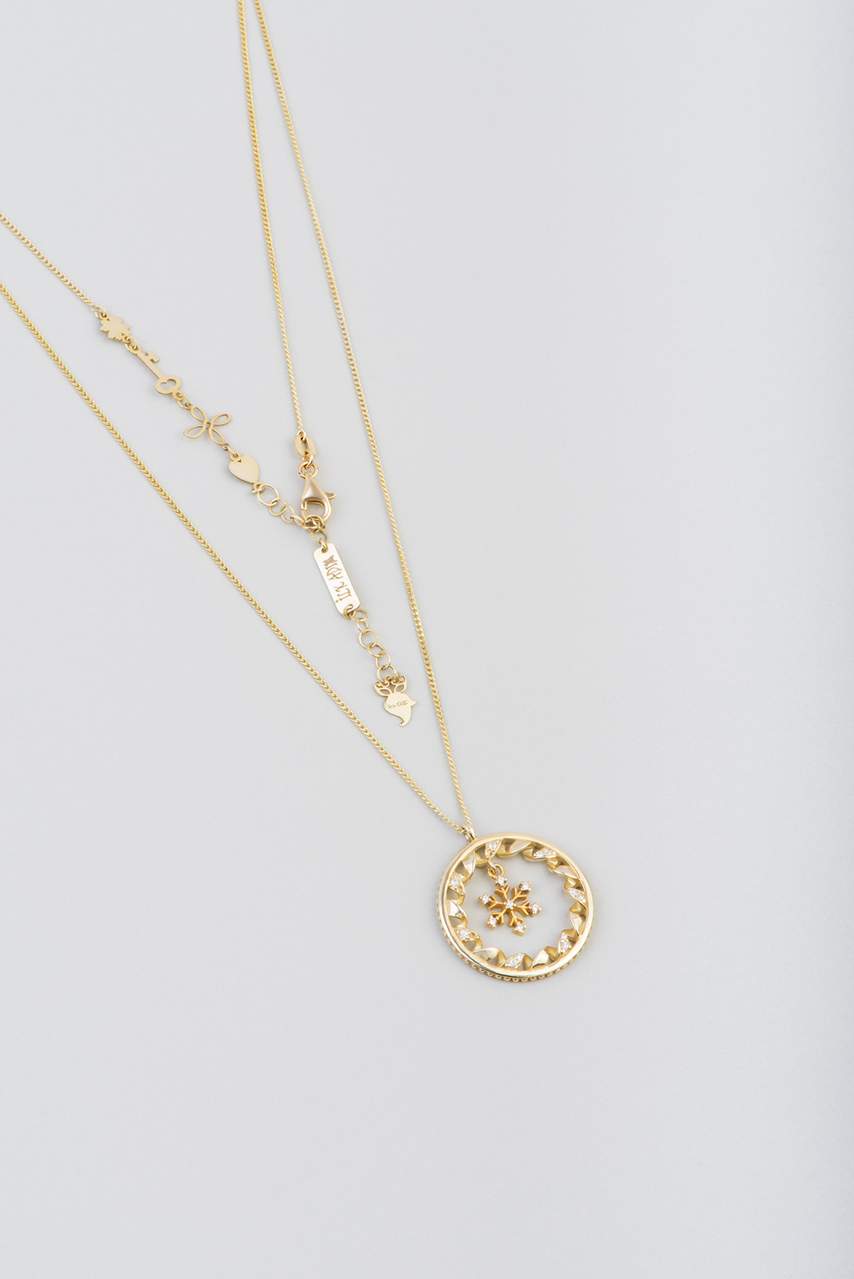 Snowflake 18K Yellow Gold Plated Silver Necklace
