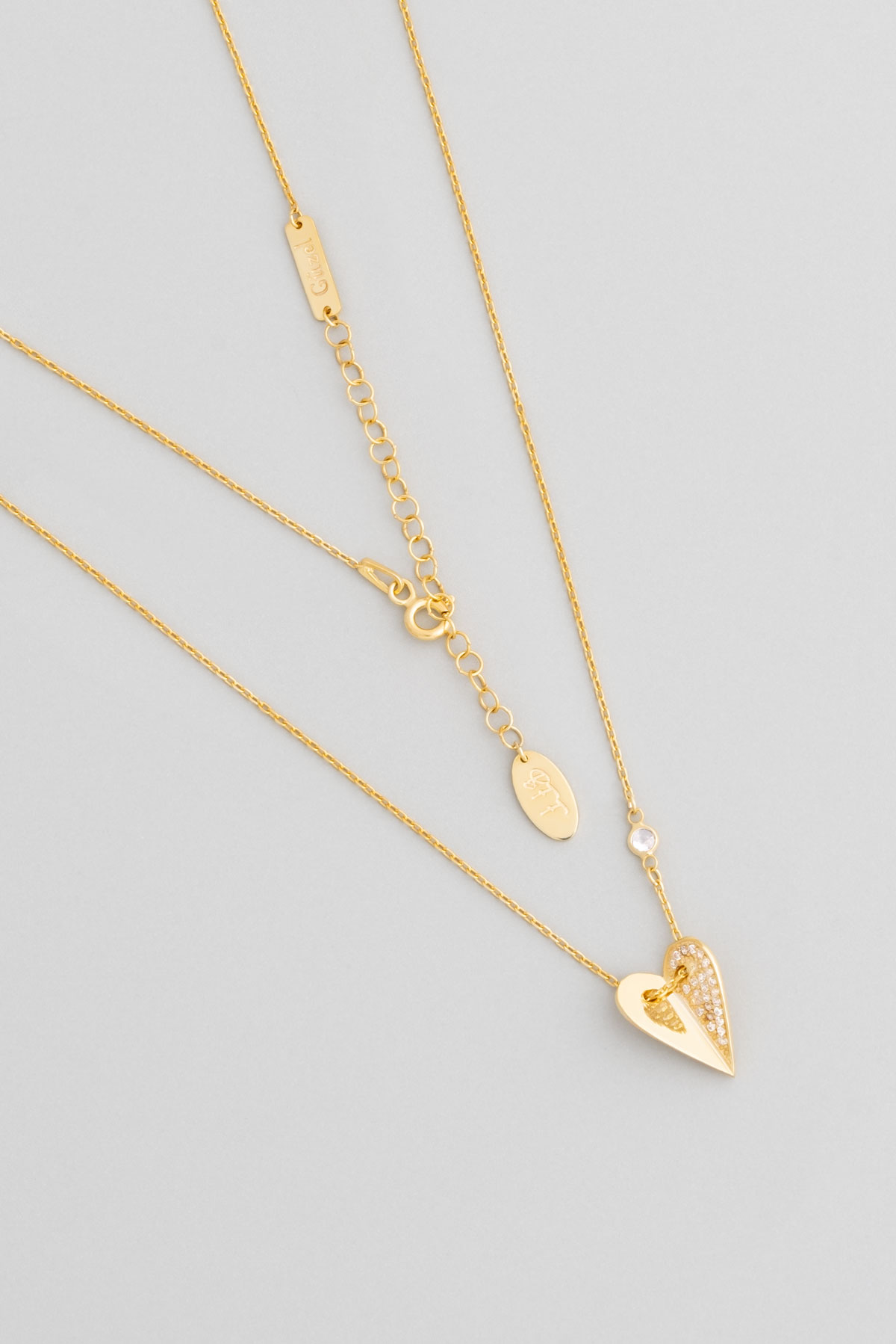  Heart 18 Karat Yellow Gold Plated Silver Friendship Necklace