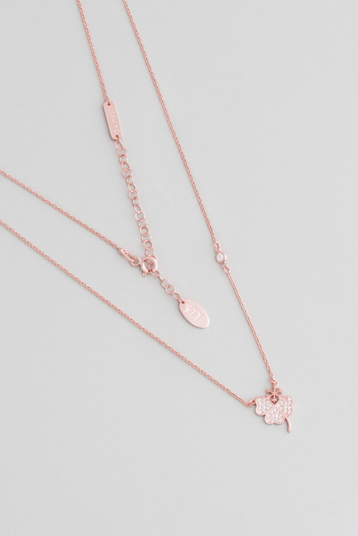 Lucky Clover 18 Karat Rose Gold Plated Silver Necklace