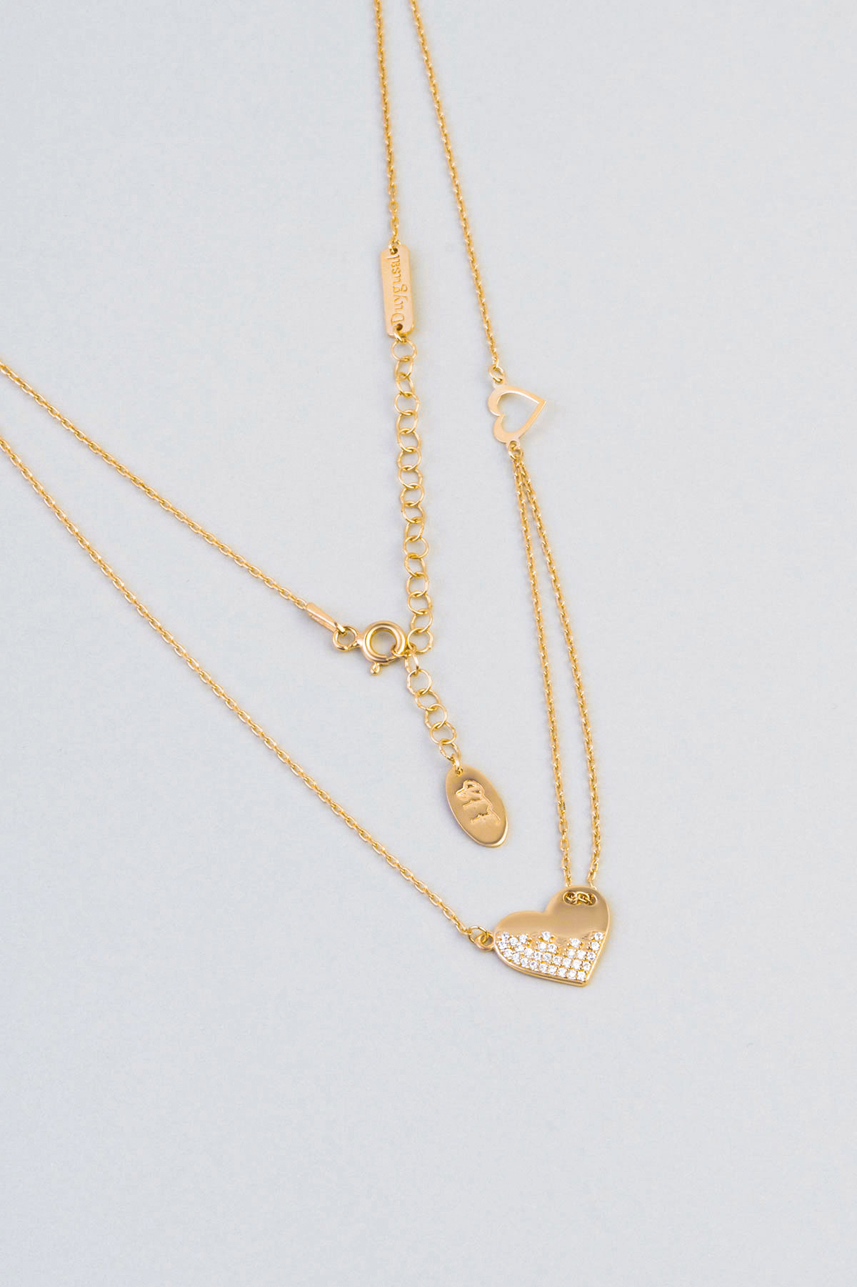18 Karat Yellow Gold Plated Silver Heart Necklace
