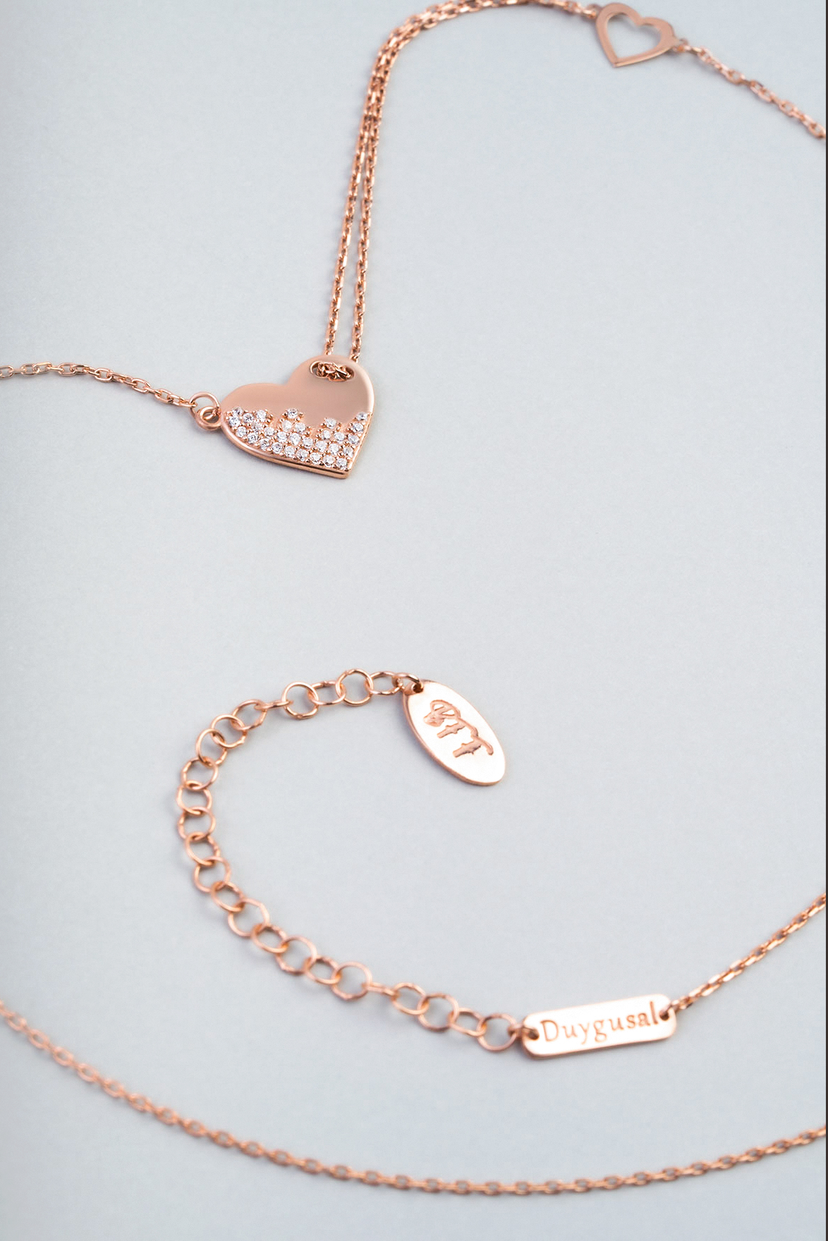 18 Karat Rose Gold Plated Silver Heart Necklace