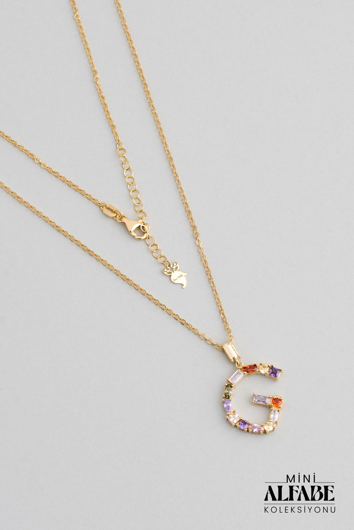 Mini Letter G Sunshine Colored 18K Yellow Gold Plated Silver Necklace