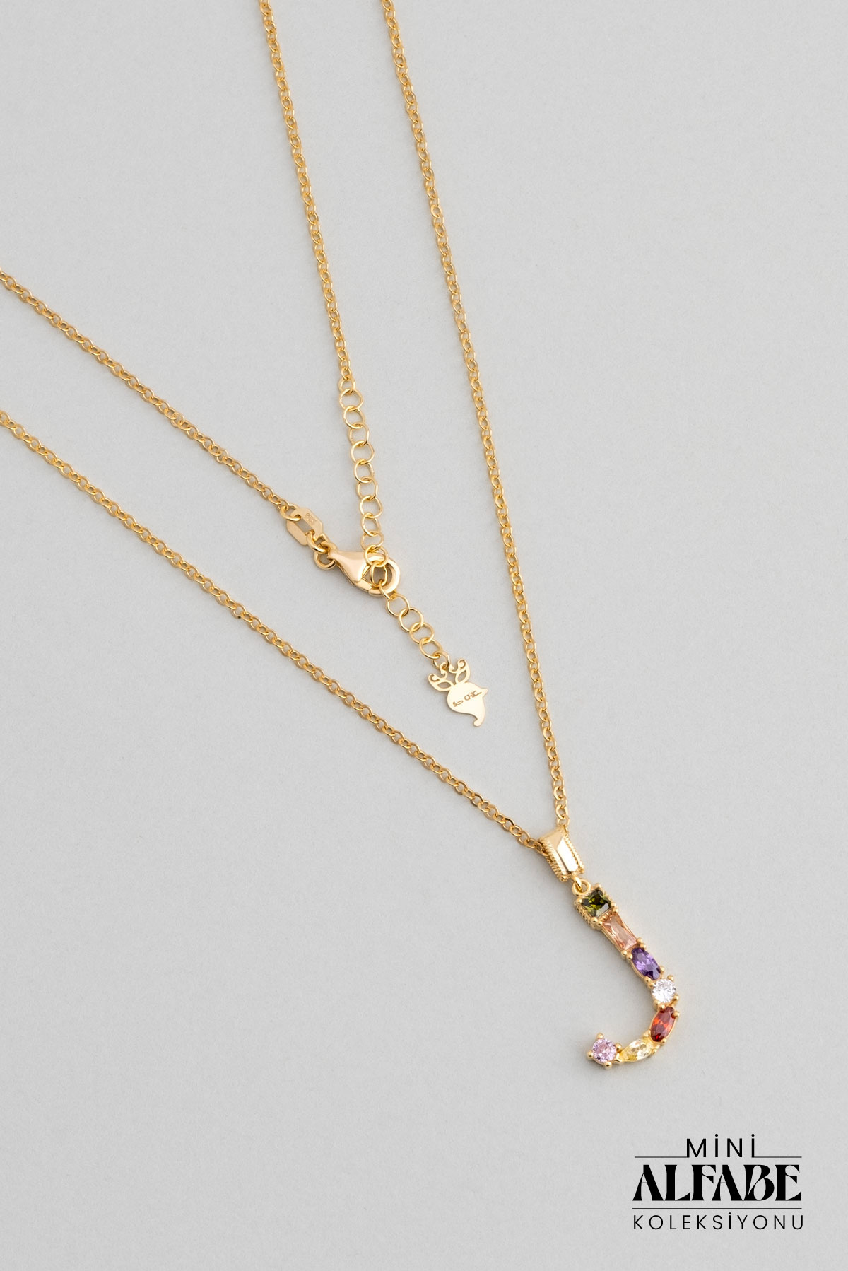  Mini Letter J Sunshine Colored 18K Yellow Gold Plated Silver Necklace