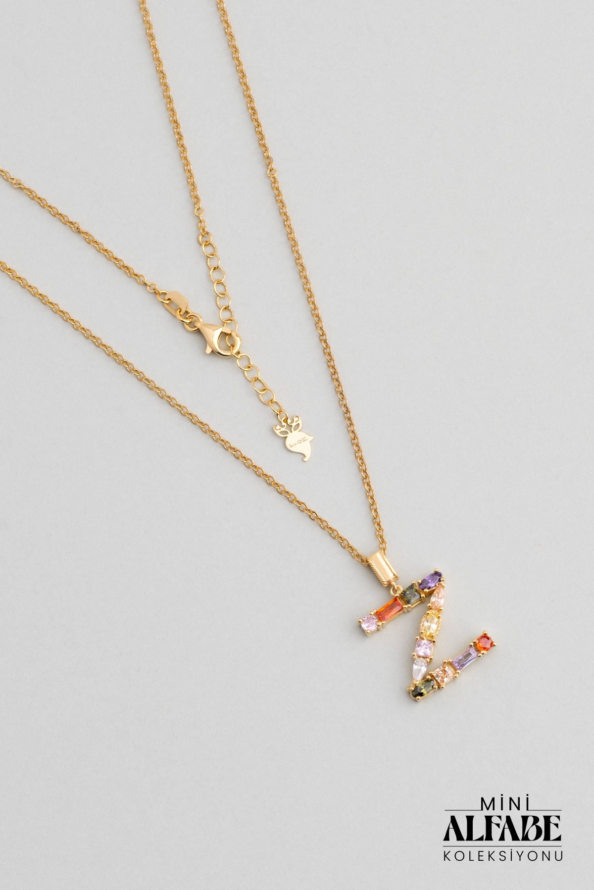  Mini Z Letter Sunshine Colored 18K Yellow Gold Plated Silver Necklace
