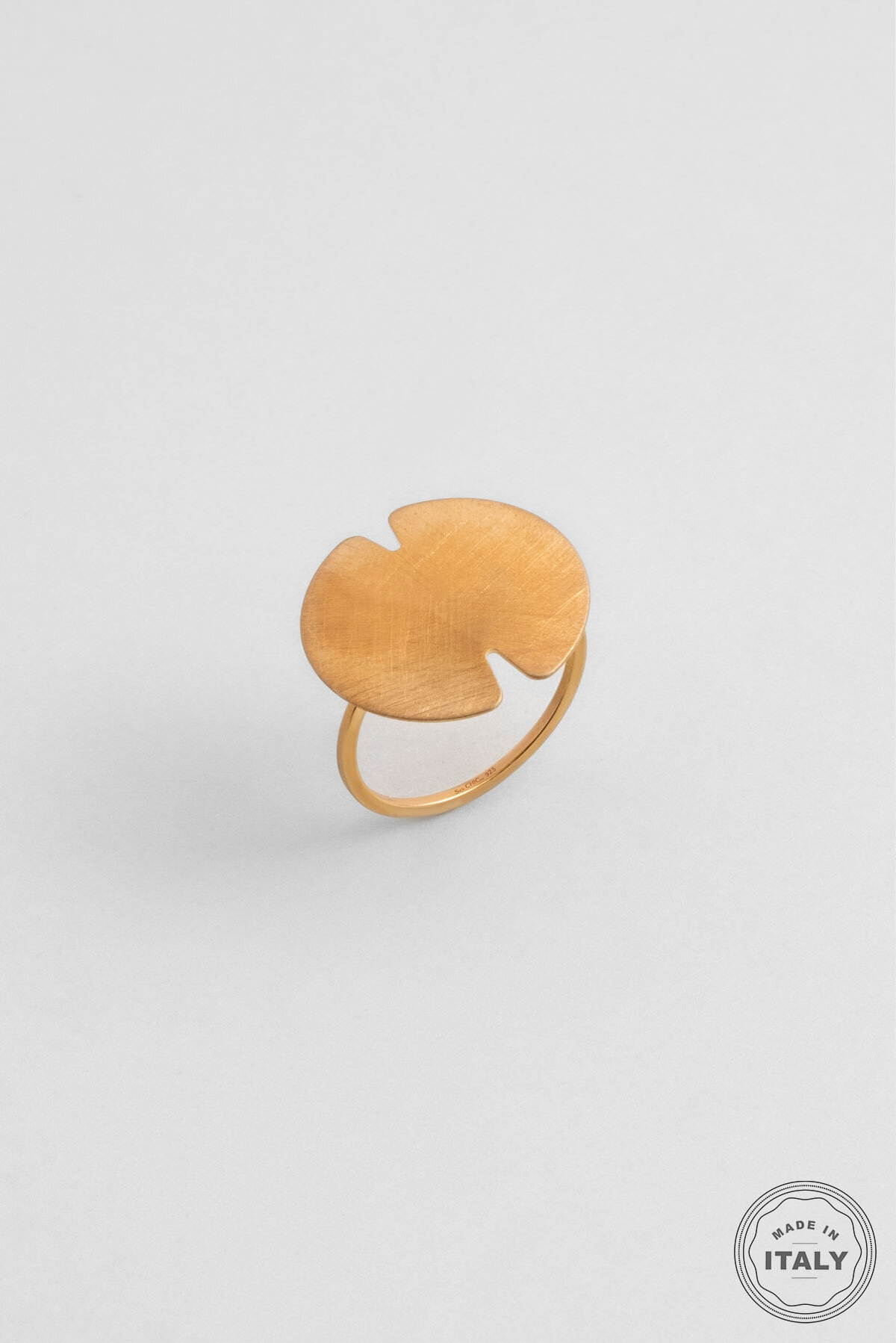 Kızıl Kum 18 Ayar Sarı Altın Kaplama Gümüş Tasarım Yüzük