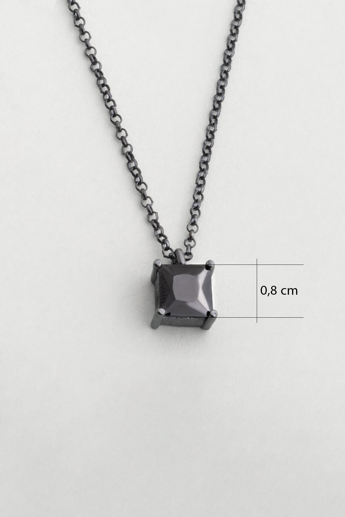 Resim So CHIC... Zirkonu Taşlı Siyah Rodyum Kaplama 60 Cm Gümüş Erkek Kolye