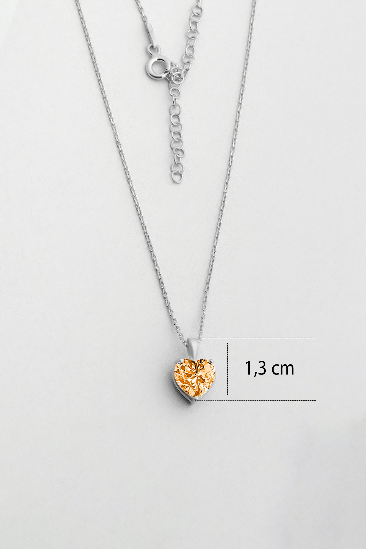 Gizemli Kalp 18 Ayar Beyaz Altın Kaplama 45 Cm Gümüş Kolye
 07309069899_2
