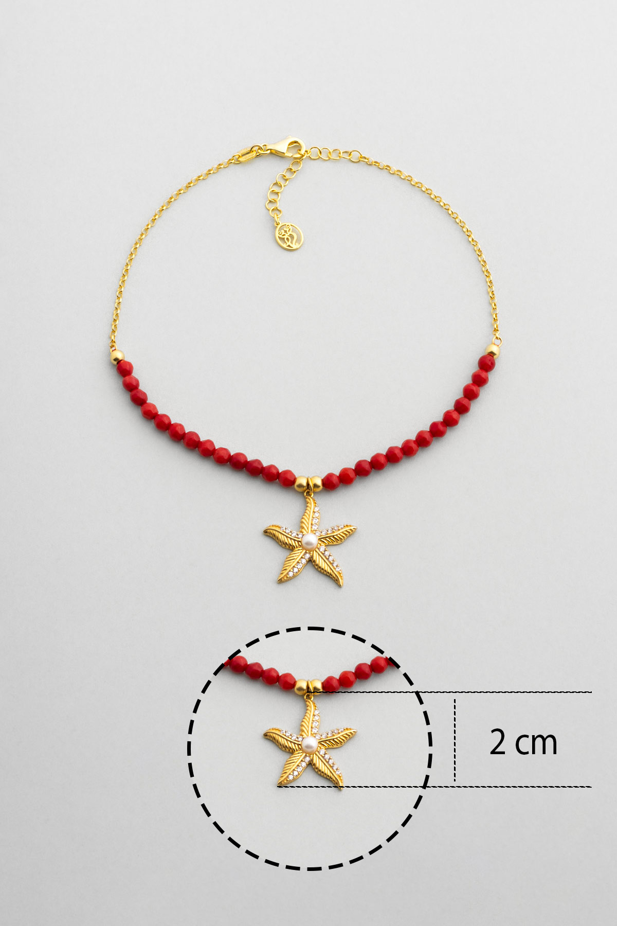 Resim Mercan Yıldızı 18 Ayar Sarı Altın Kaplama 25 Cm Gümüş Hal Hal