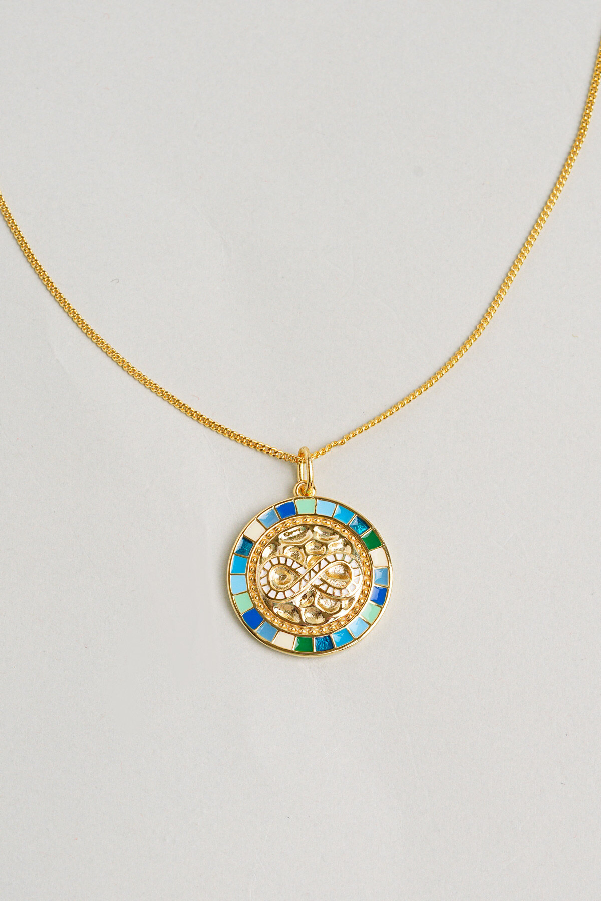 Sonsuzluk Tılsımı 18 Ayar Sarı Altın Kaplama 45 Cm Gümüş Tasarım Kolye