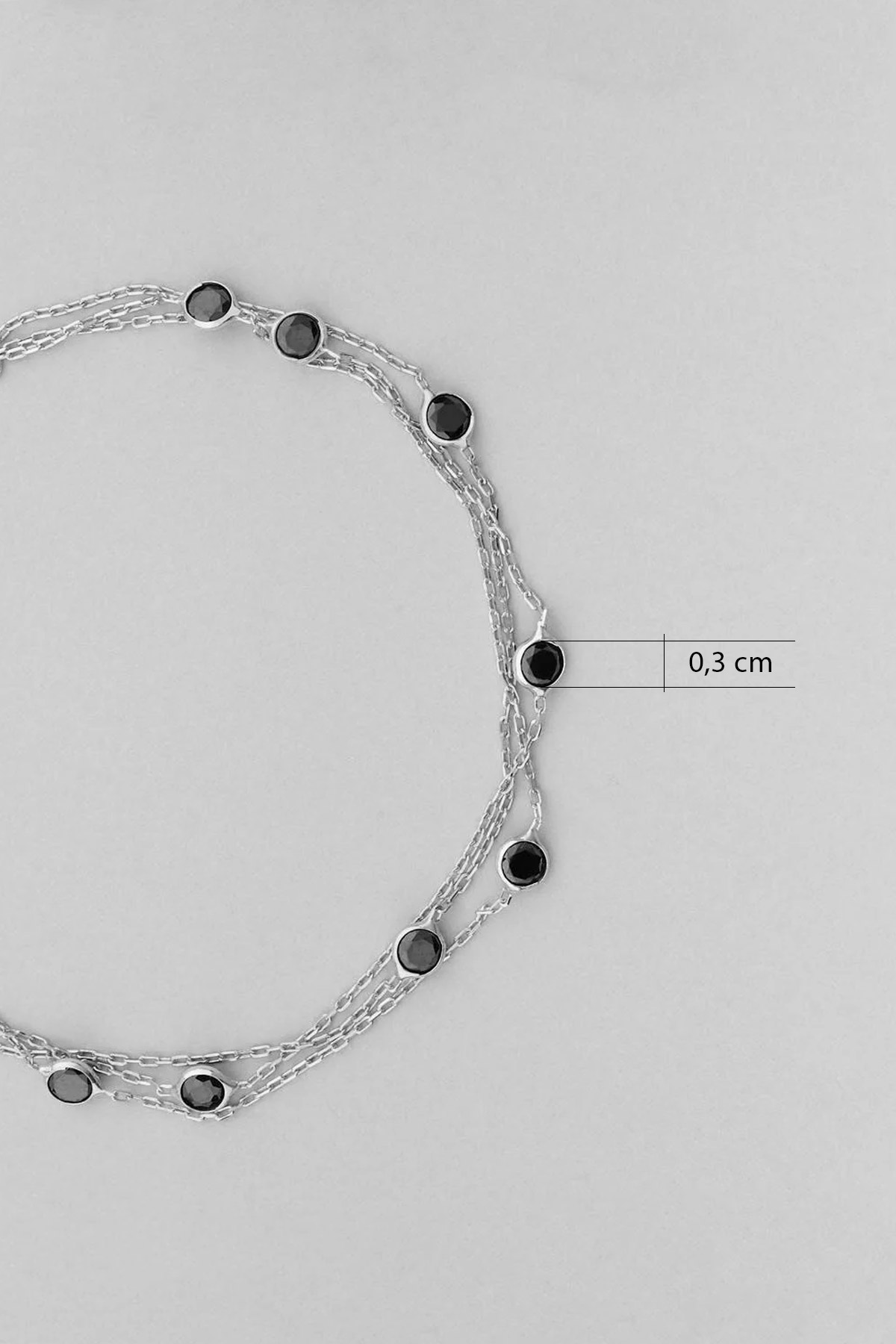 Üç Sıra Zirkon Taşlı 18 Ayar Beyaz Altın Kaplama 19 Cm Gümüş Bileklik 1001630299_2