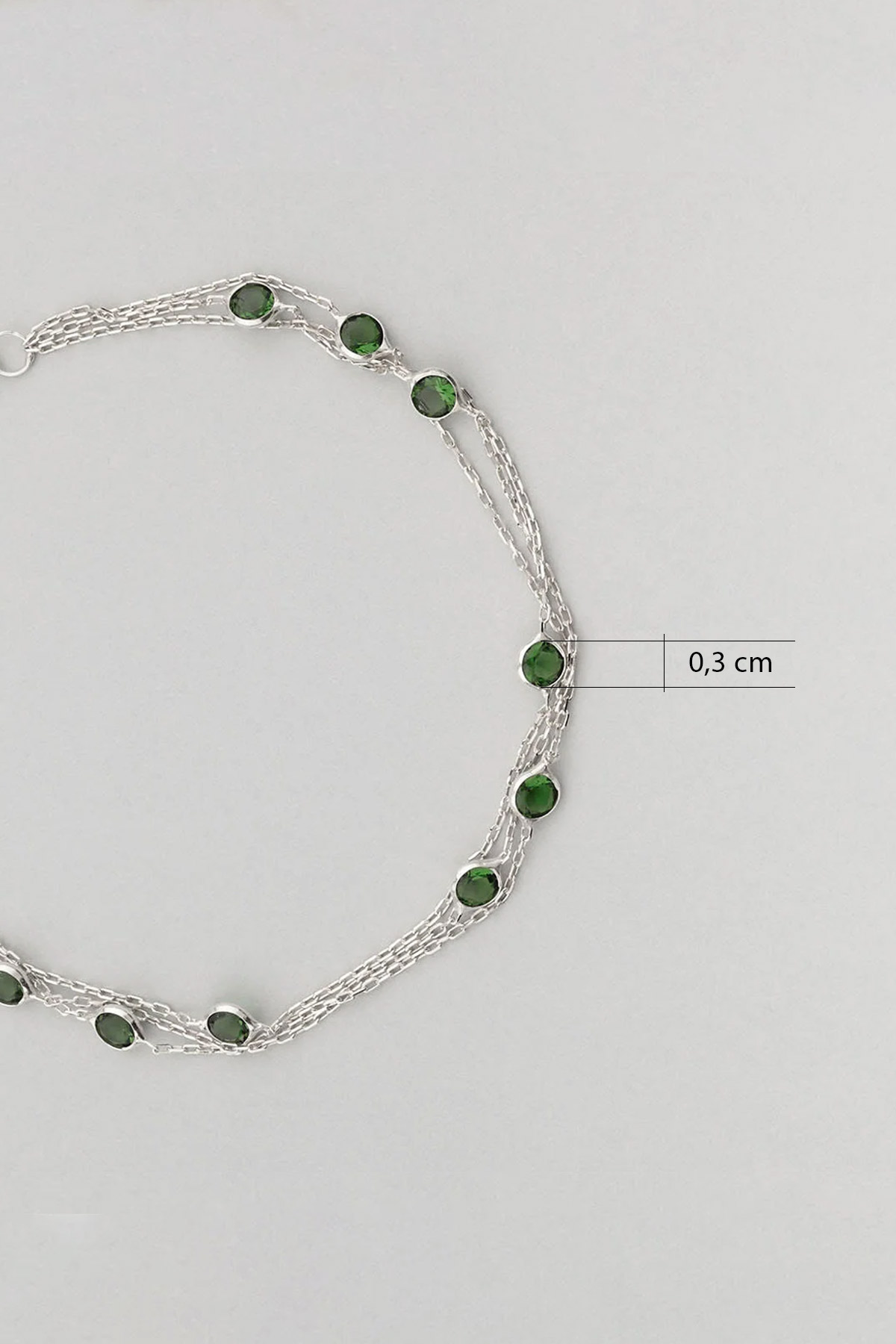 Üç Sıra Zirkon Taşlı 18 Ayar Beyaz Altın Kaplama 19 Cm Gümüş Bileklik 1001630499_2