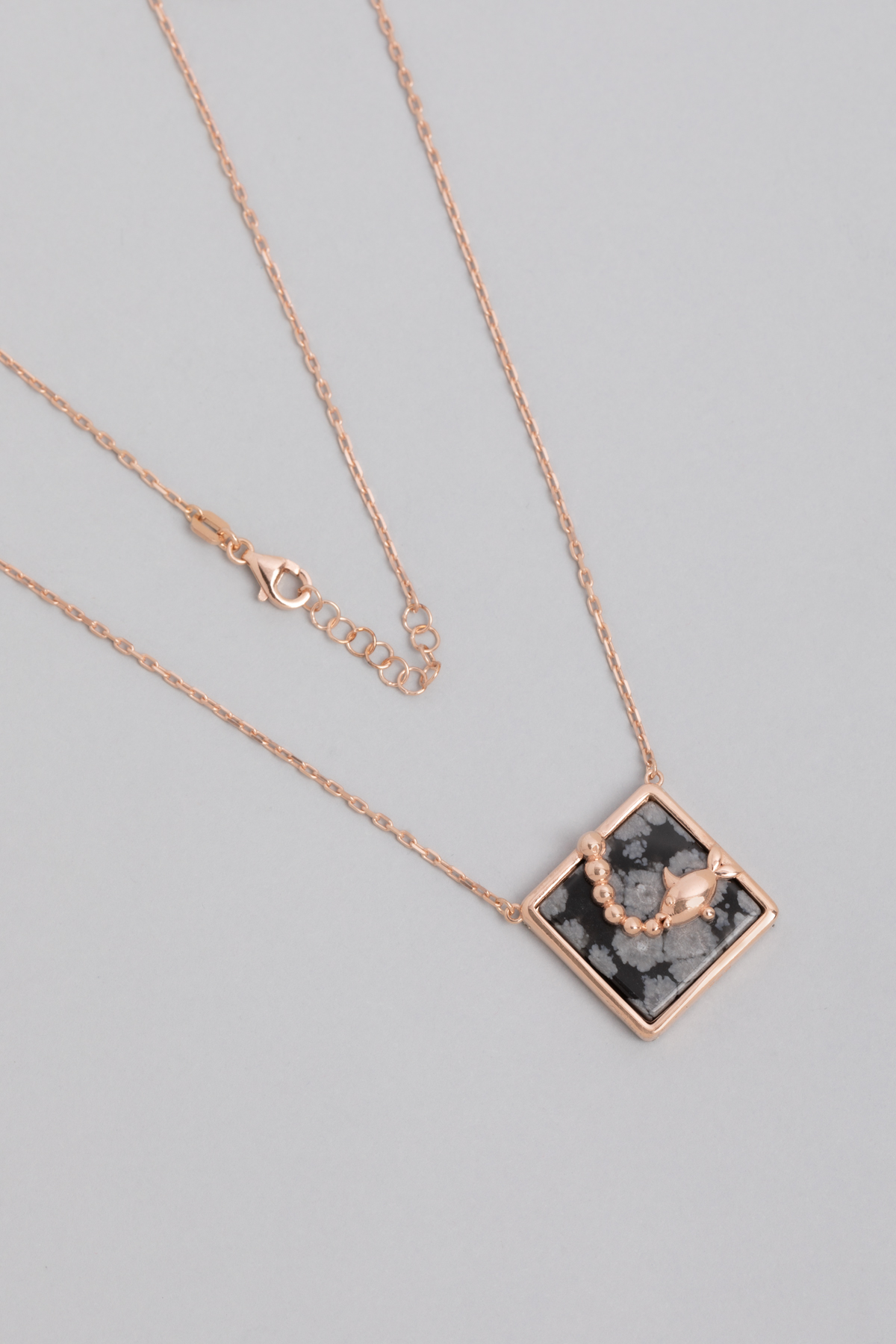 18 Karat Rose Gold Plated Silver Necklace with Dalmatian Stone 