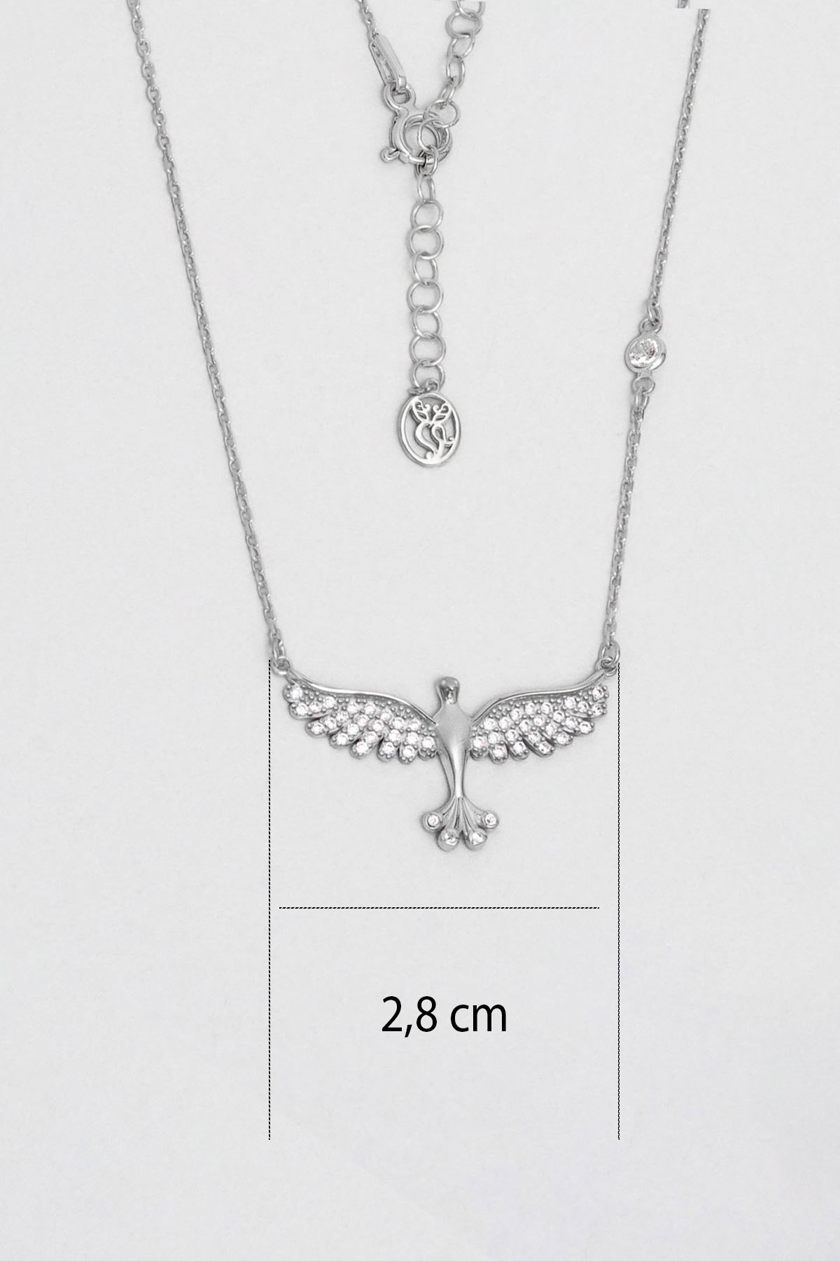 Resim 18 Ayar Beyaz Altın Kaplama Gümüş 50 Cm Mikail Meleği Kolye