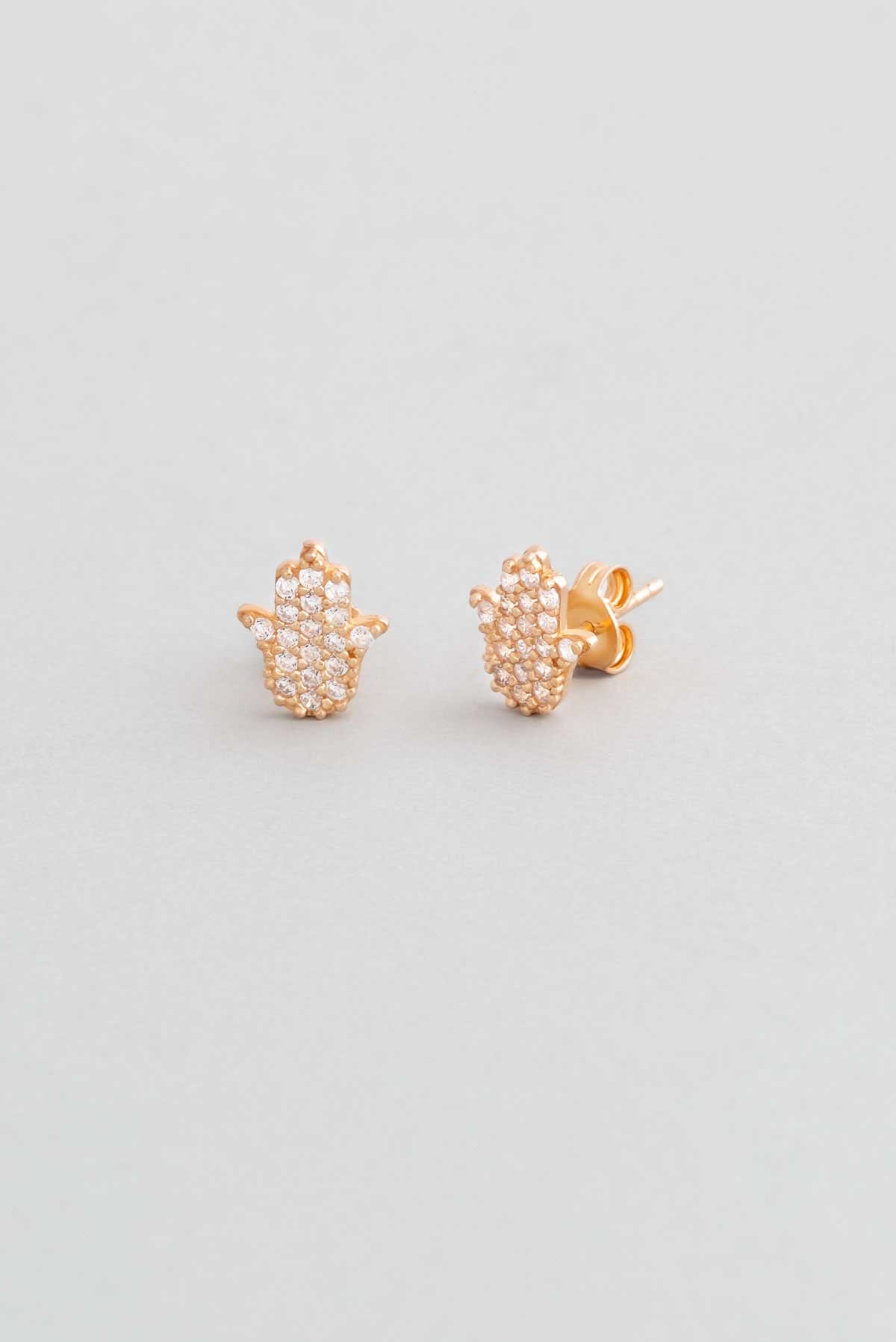 Hamsa 18 Carat Rose Gold Plated Silver Minimal Earrings