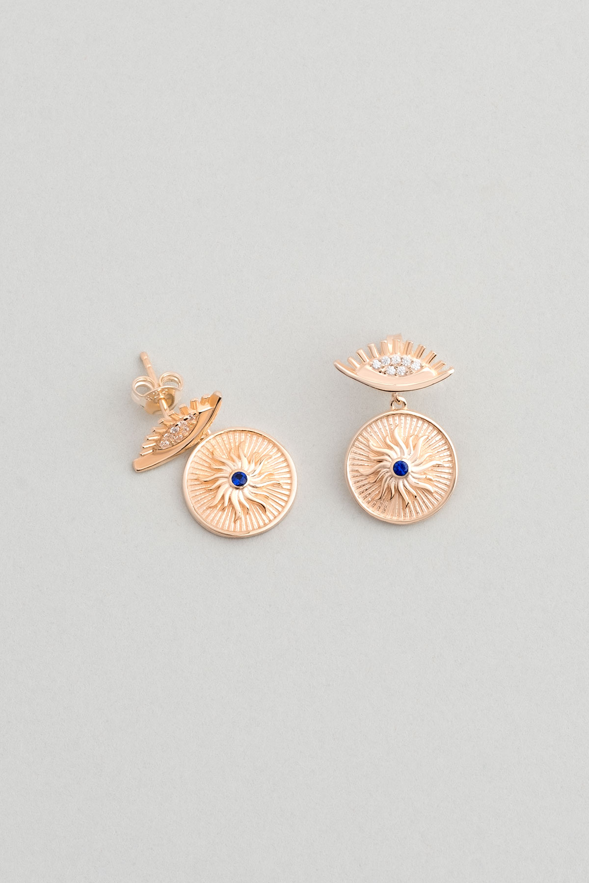 Antique Sun 18K Rose Gold Plated Silver Earrings