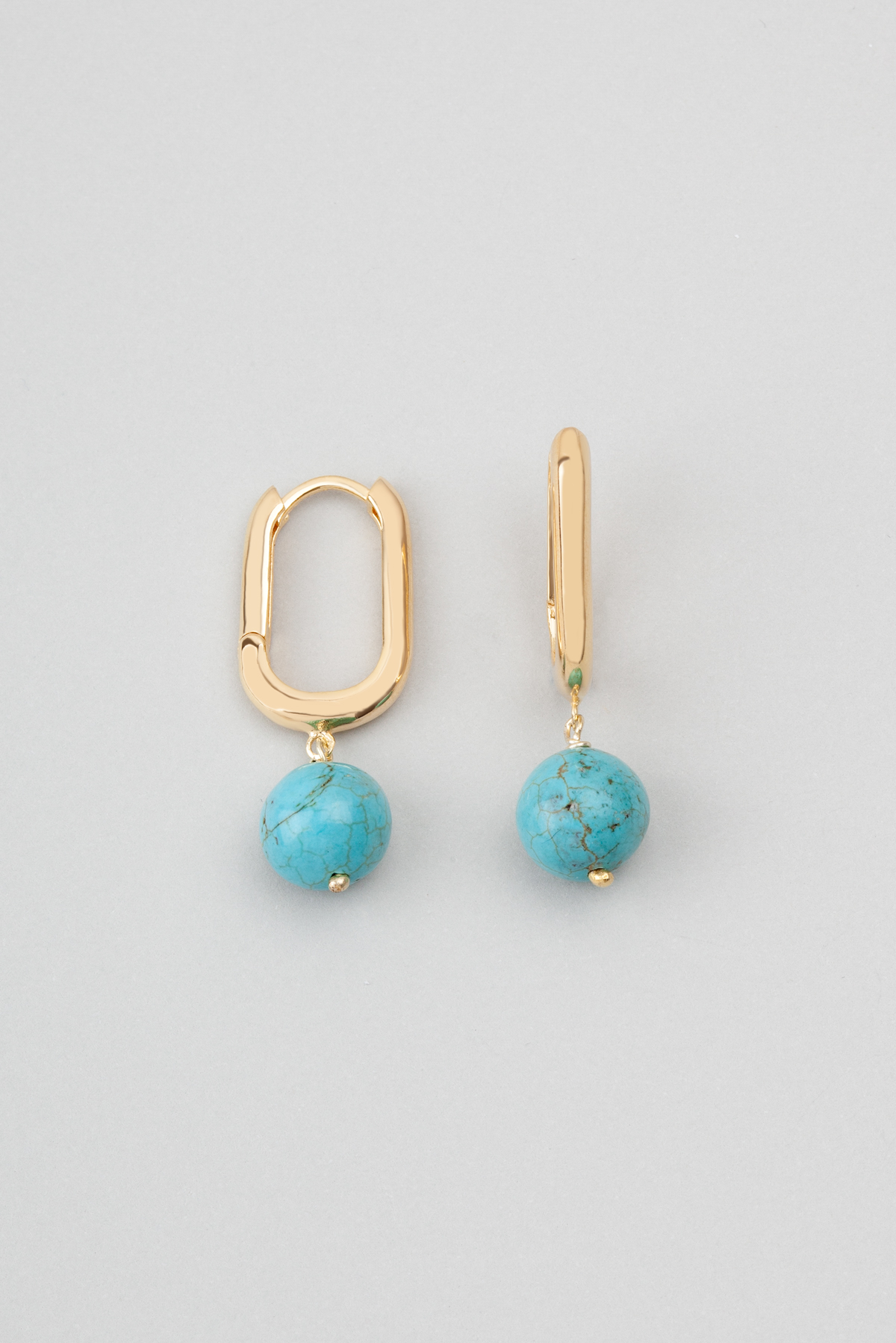 18 Karat Yellow Gold Plated Silver Turquoise Earrings
