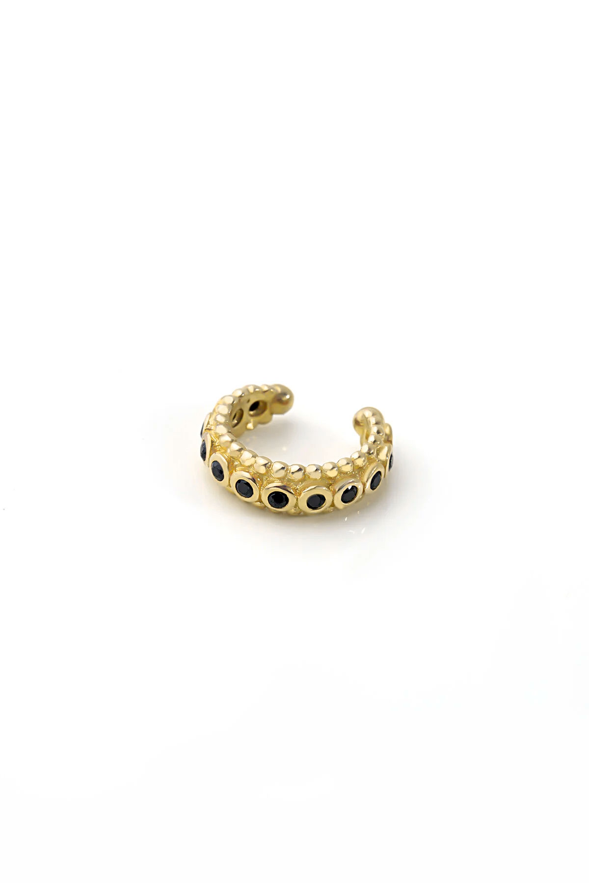 Black Stone Cuff 18K Yellow Gold Plated Silver 