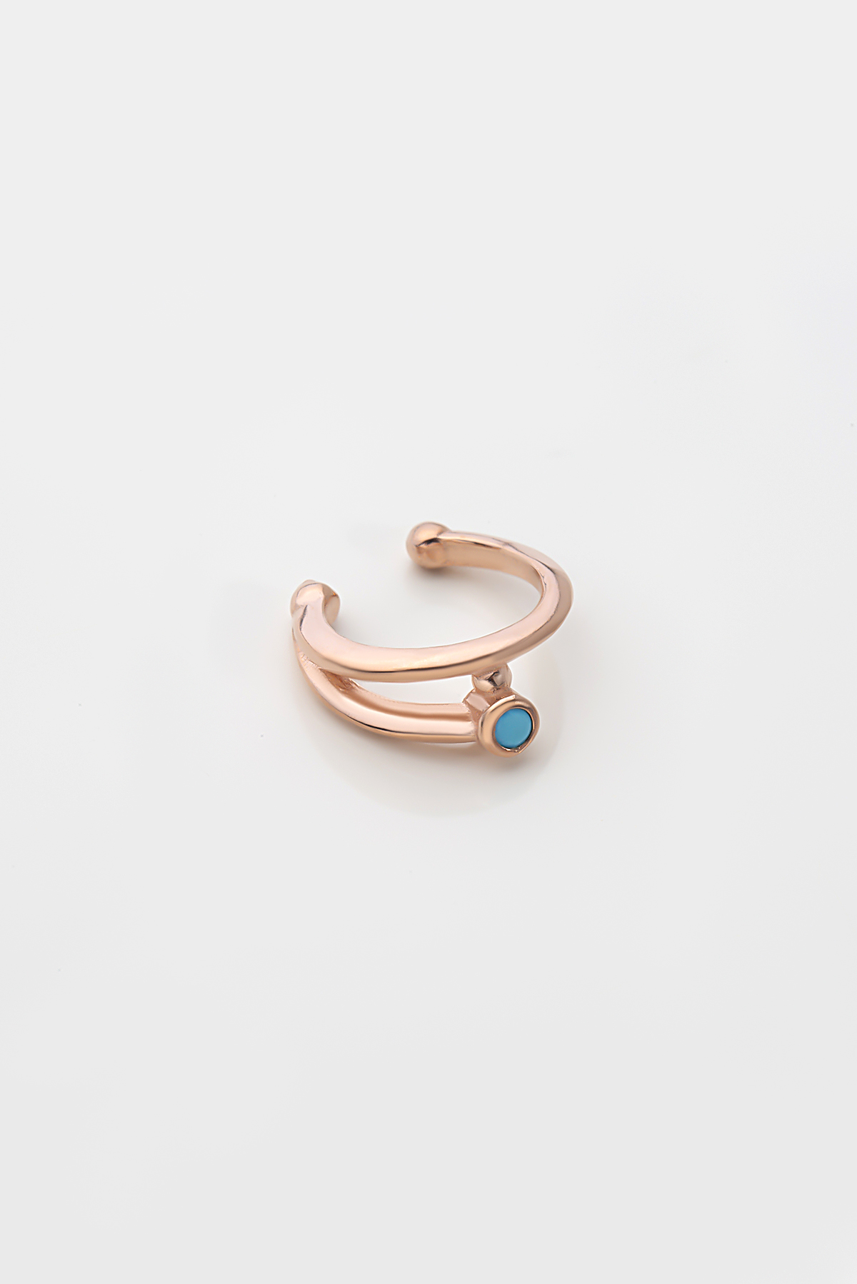 Blue Stone 18 Karat Rose Gold Plated Silver Cuff Earring