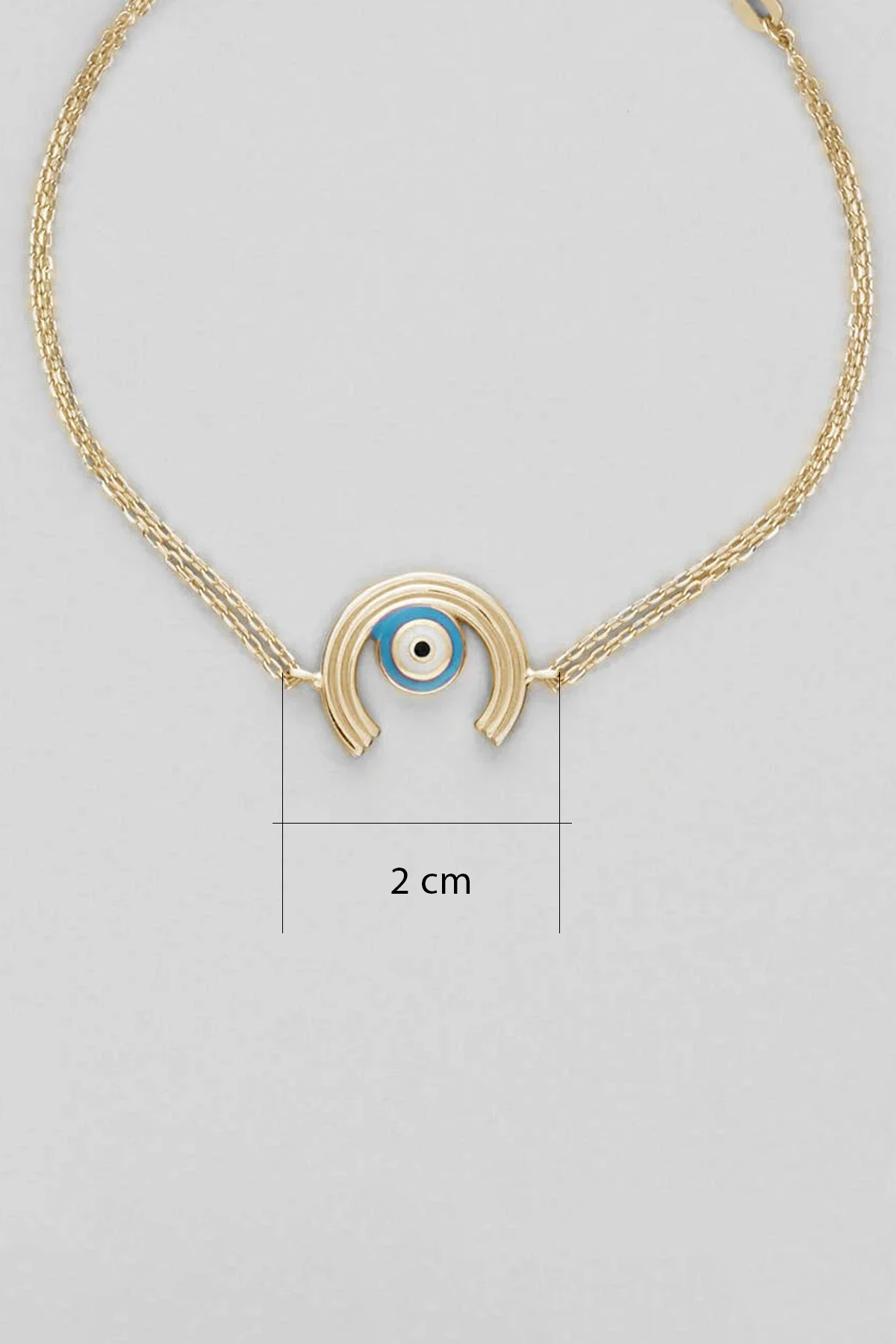 Minimal Nazar 18 Ayar Sarı Altın Kaplama 19 Cm Gümüş Bileklik 1092730544_2