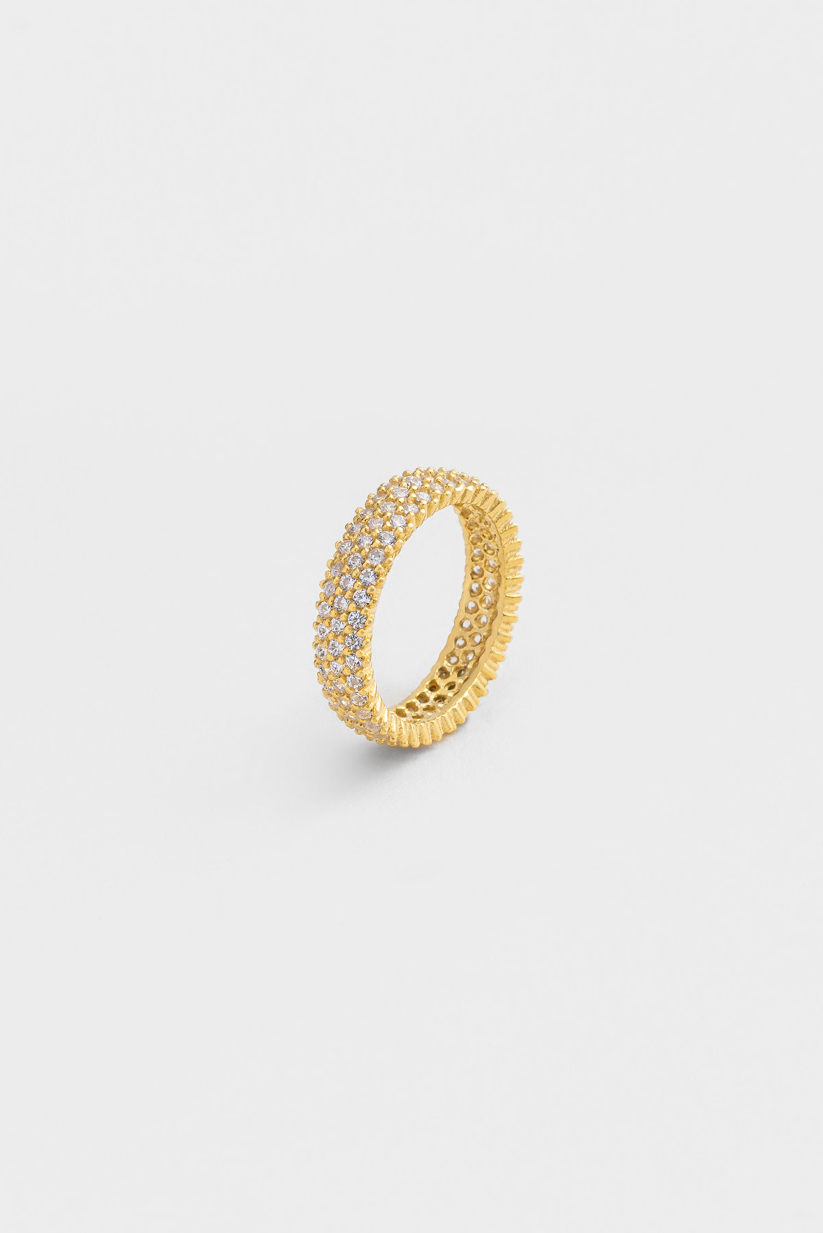 Full Stone 18 Carat Yellow Gold Plated Silver Ring