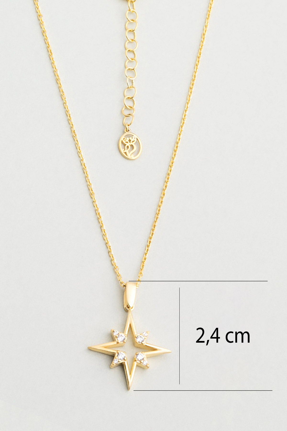 Kuzey Yıldızı 18 Ayar Sarı Altın Kaplama 45 Cm Gümüş Kolye 1097620144_2