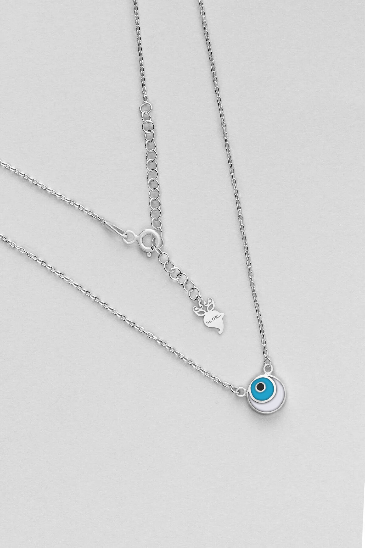 Nazar Figürlü 18 Ayar Sarı Altın Kaplama 45 Cm Gümüş Minimal Kolye