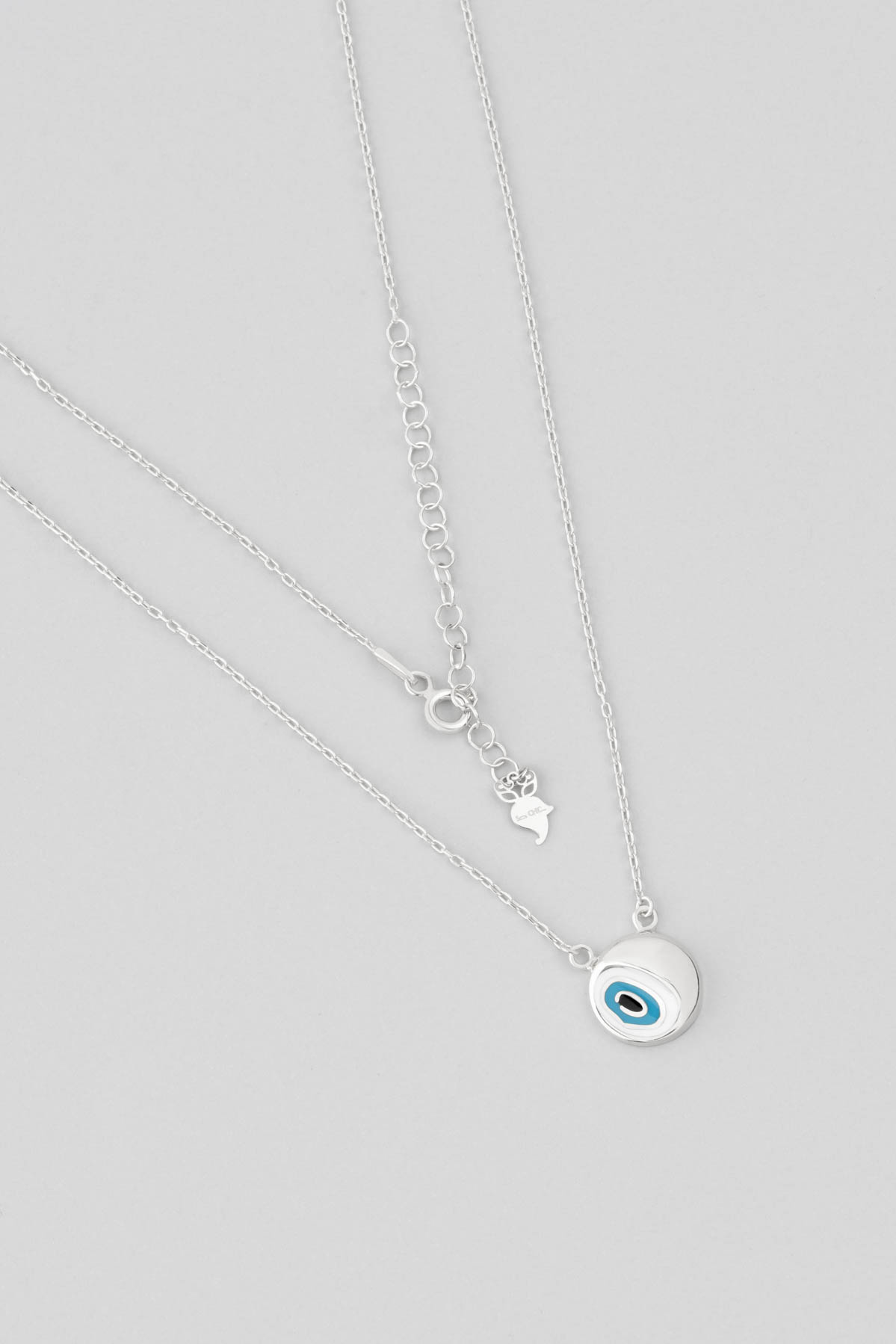 Evil Eye 18K White Gold Plated Silver Minimal Necklace