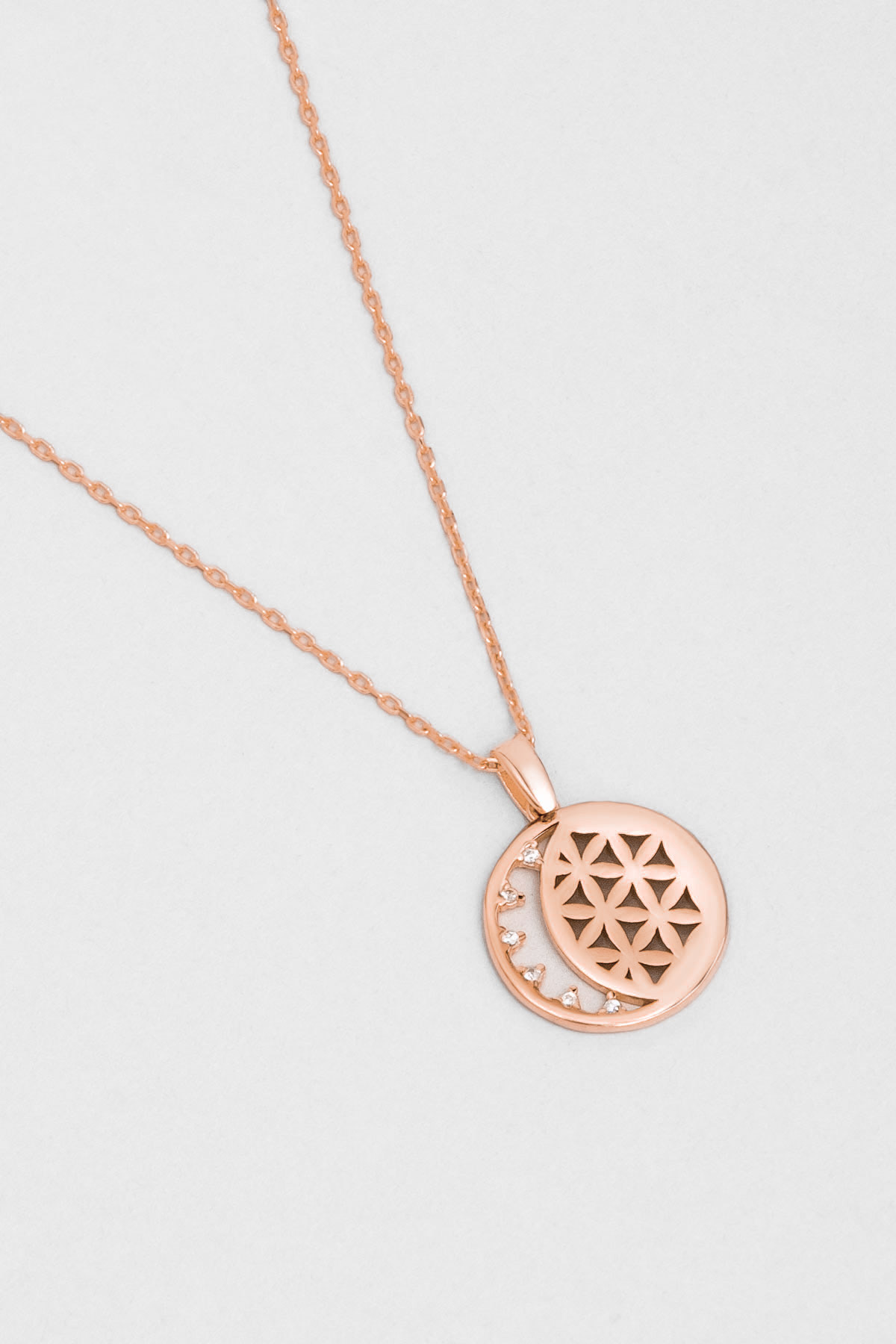 Resim Yaşam Çiçeği 18 Ayar Rose Altın Kaplama 45 Cm Gümüş Minimal Kolye