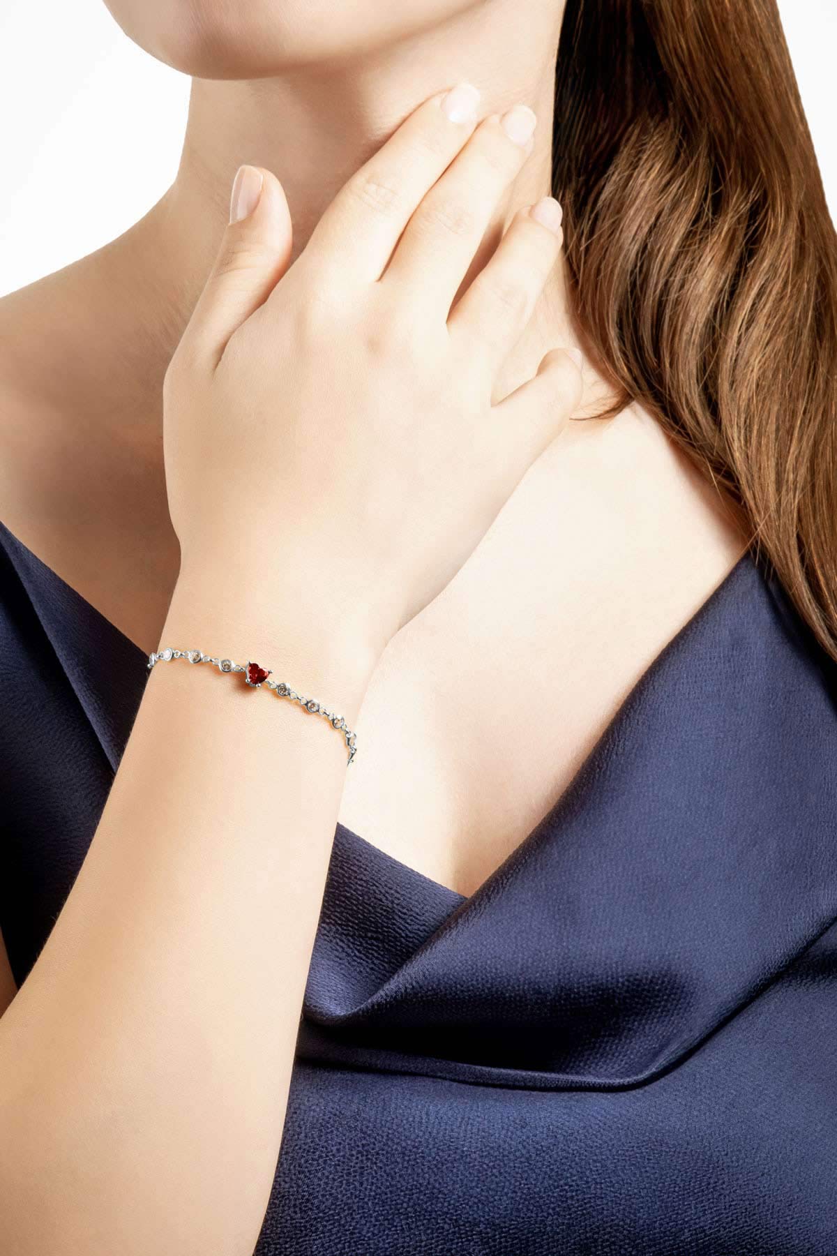 Resim Aşk Yolu 18 Ayar Beyaz Altın Kaplama 19 Cm Gümüş Bileklik
