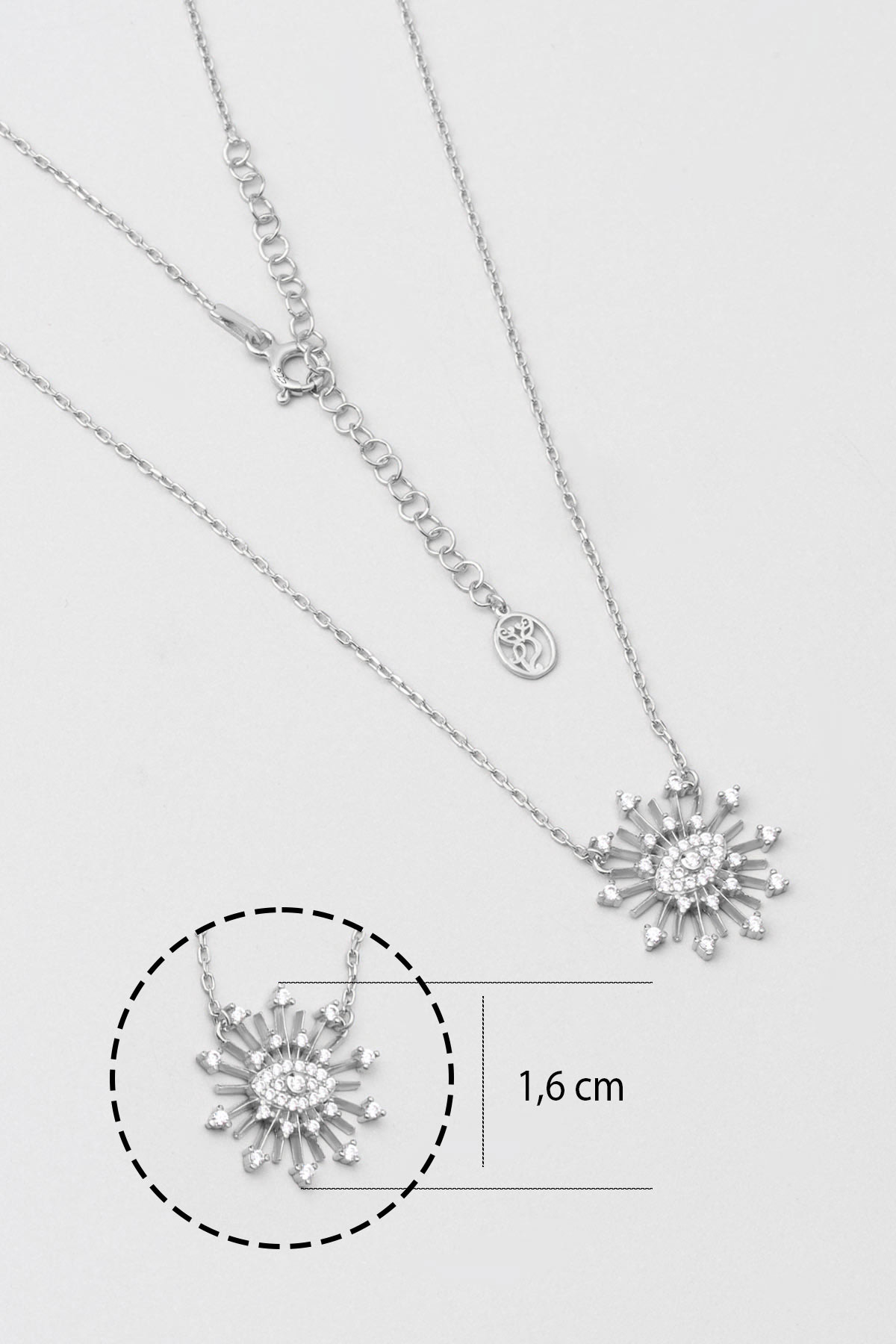 Resim Ra'nın Gözü 18 Ayar Beyaz Altın Kaplama 45 Cm Gümüş Minimal Kolye