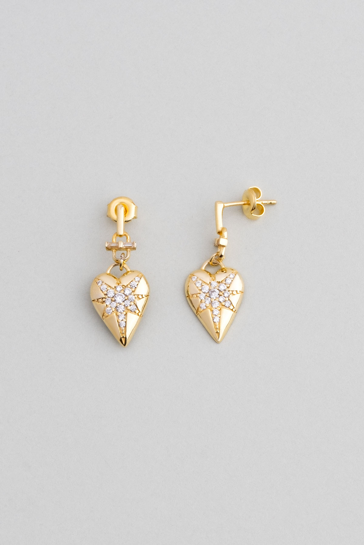 Modern Heart Design1 8K Yellow Gold Plated Silver Earrings