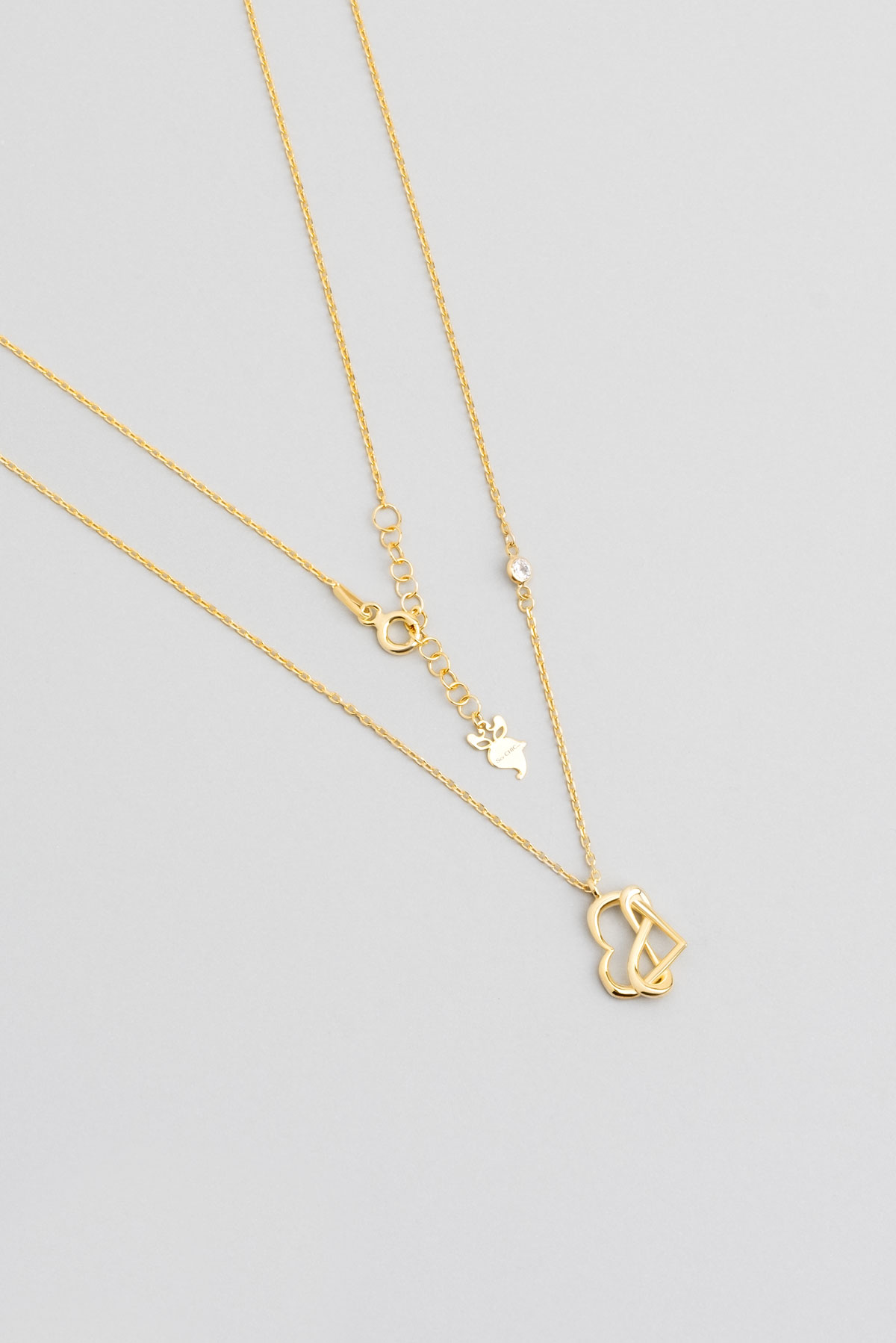 Infinite Love 18 Karat Yellow Gold Plated Silver Heart Necklace
