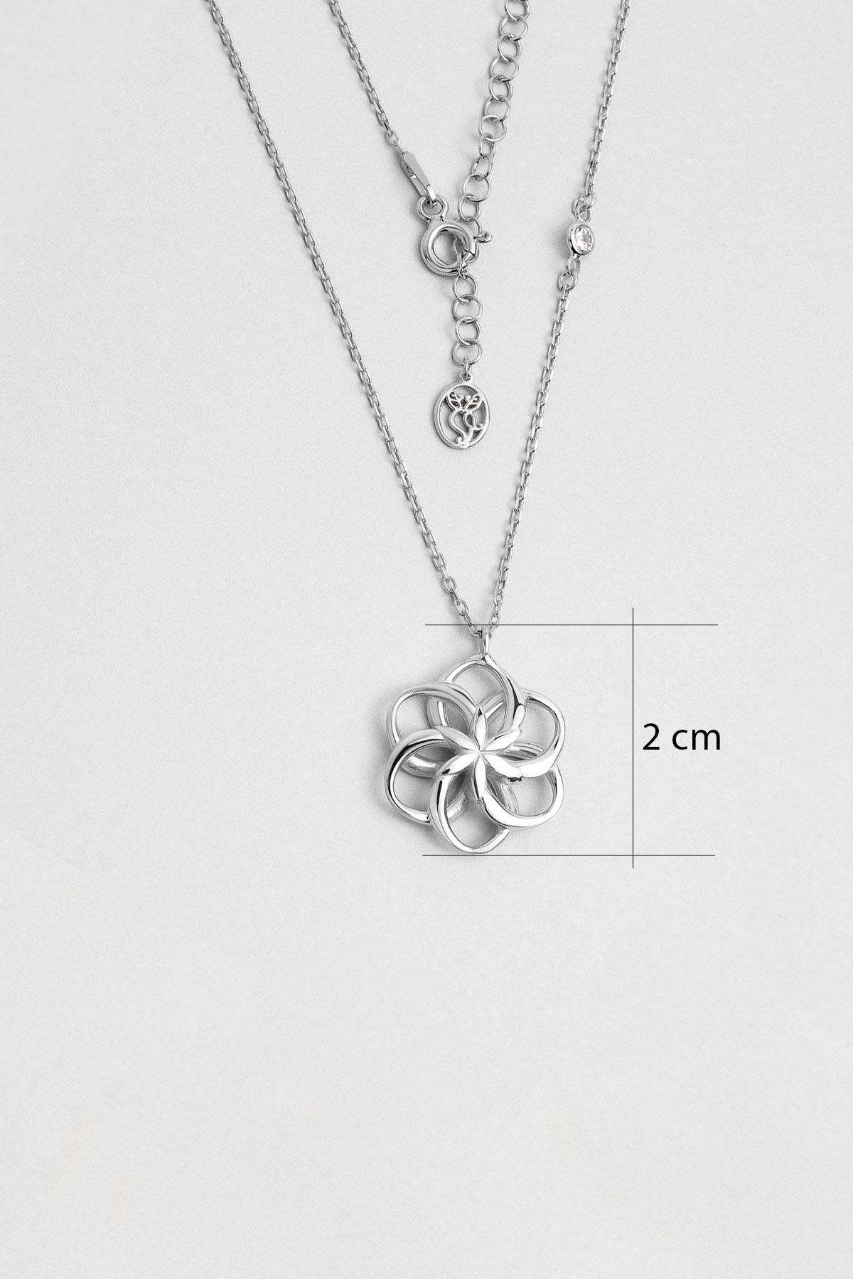 Resim Yaşam Çiçeği 18 Ayar Beyaz Altın Kaplama 45 Cm Gümüş Kolye