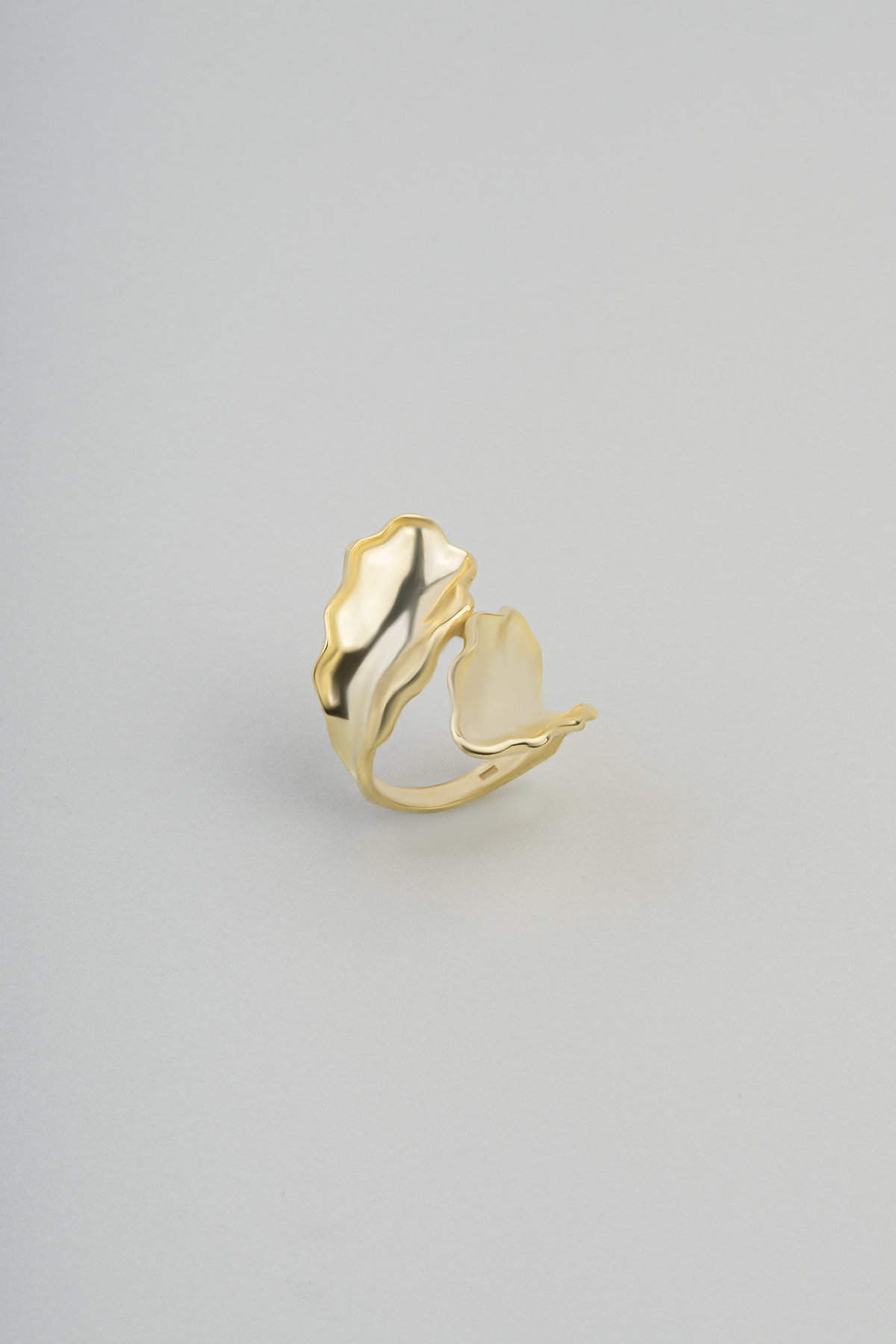 Modern Design 18 Carat Yellow Gold Plated Silver Ring